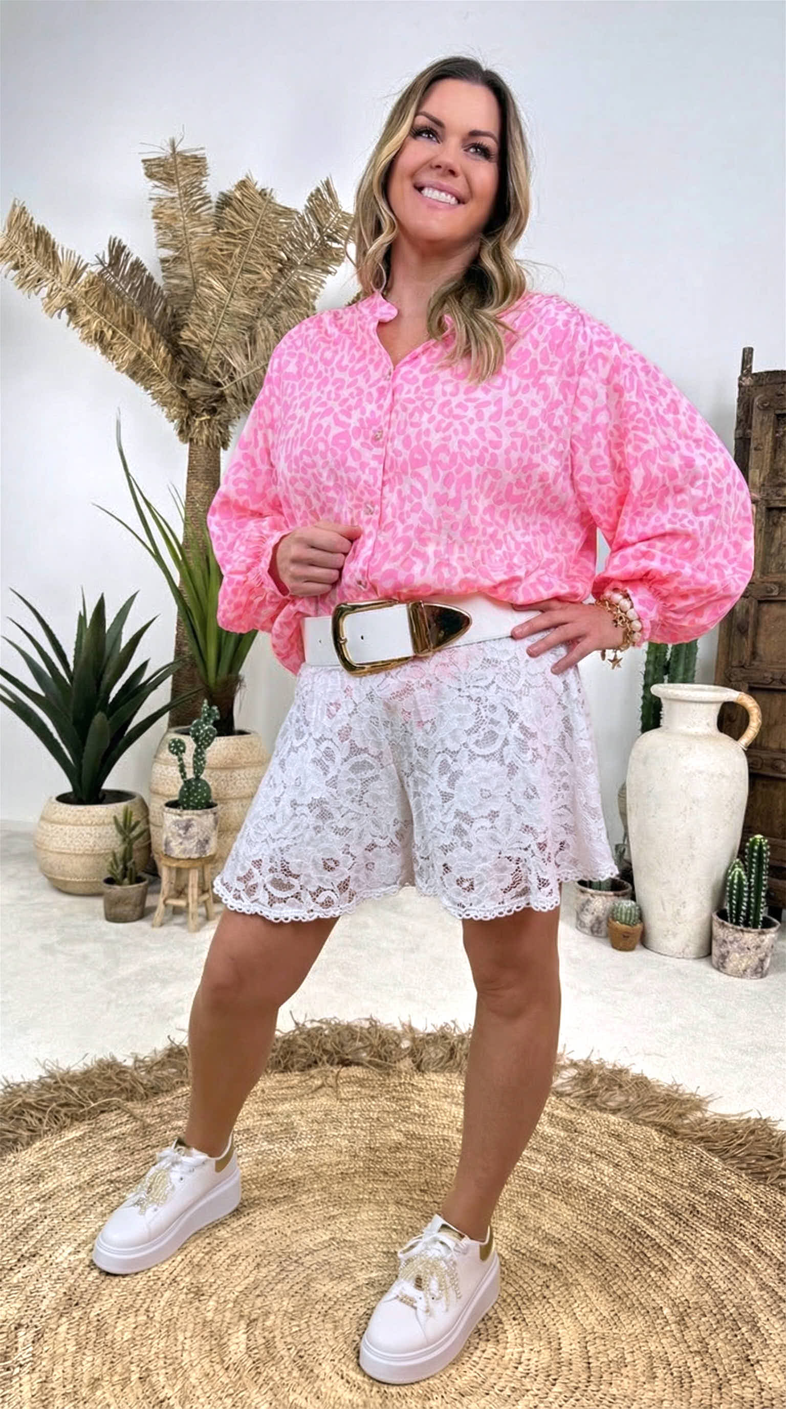 Bluse Candy Safari *Weiß/Pink*