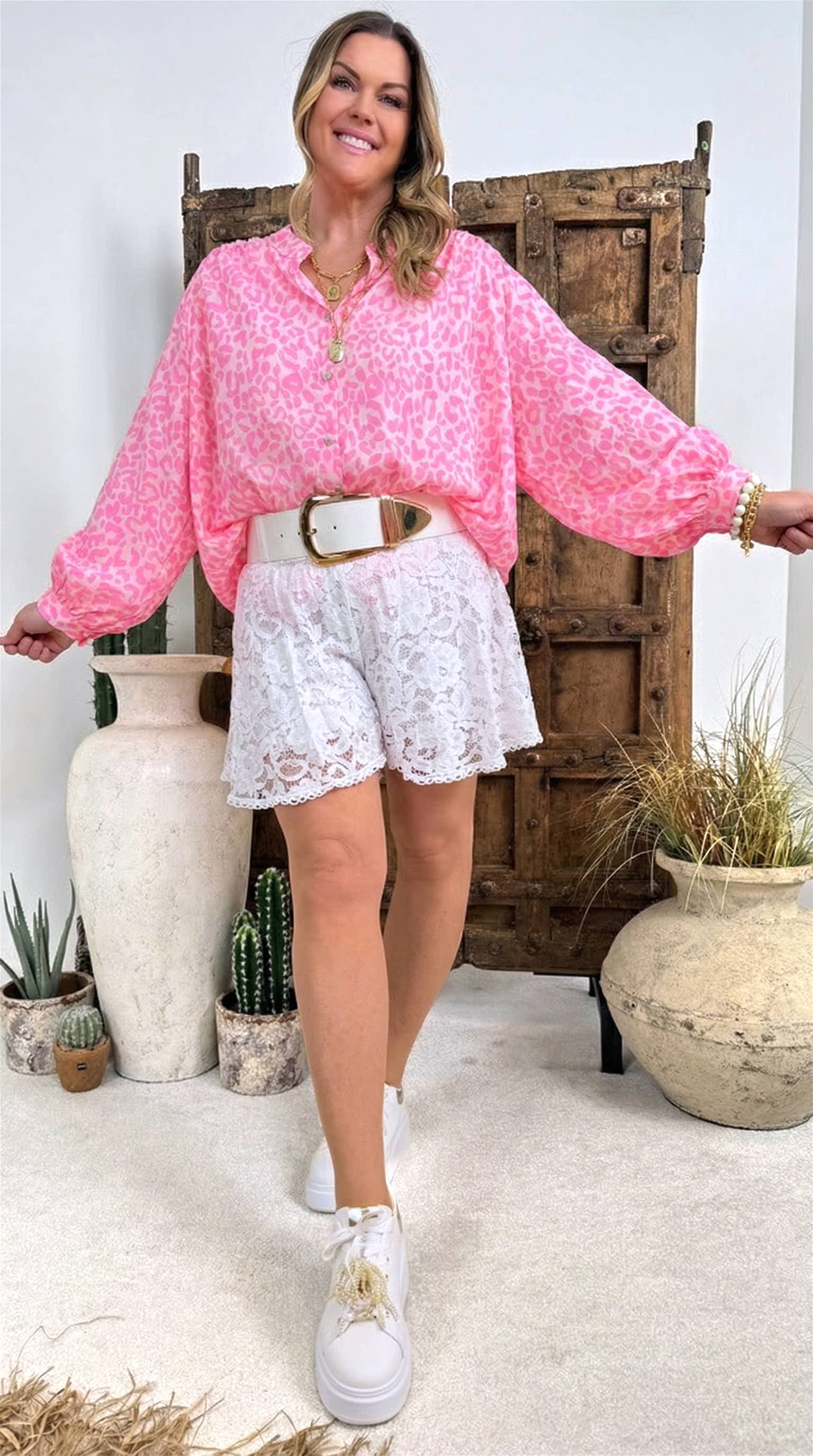 Bluse Candy Safari *Weiß/Pink*