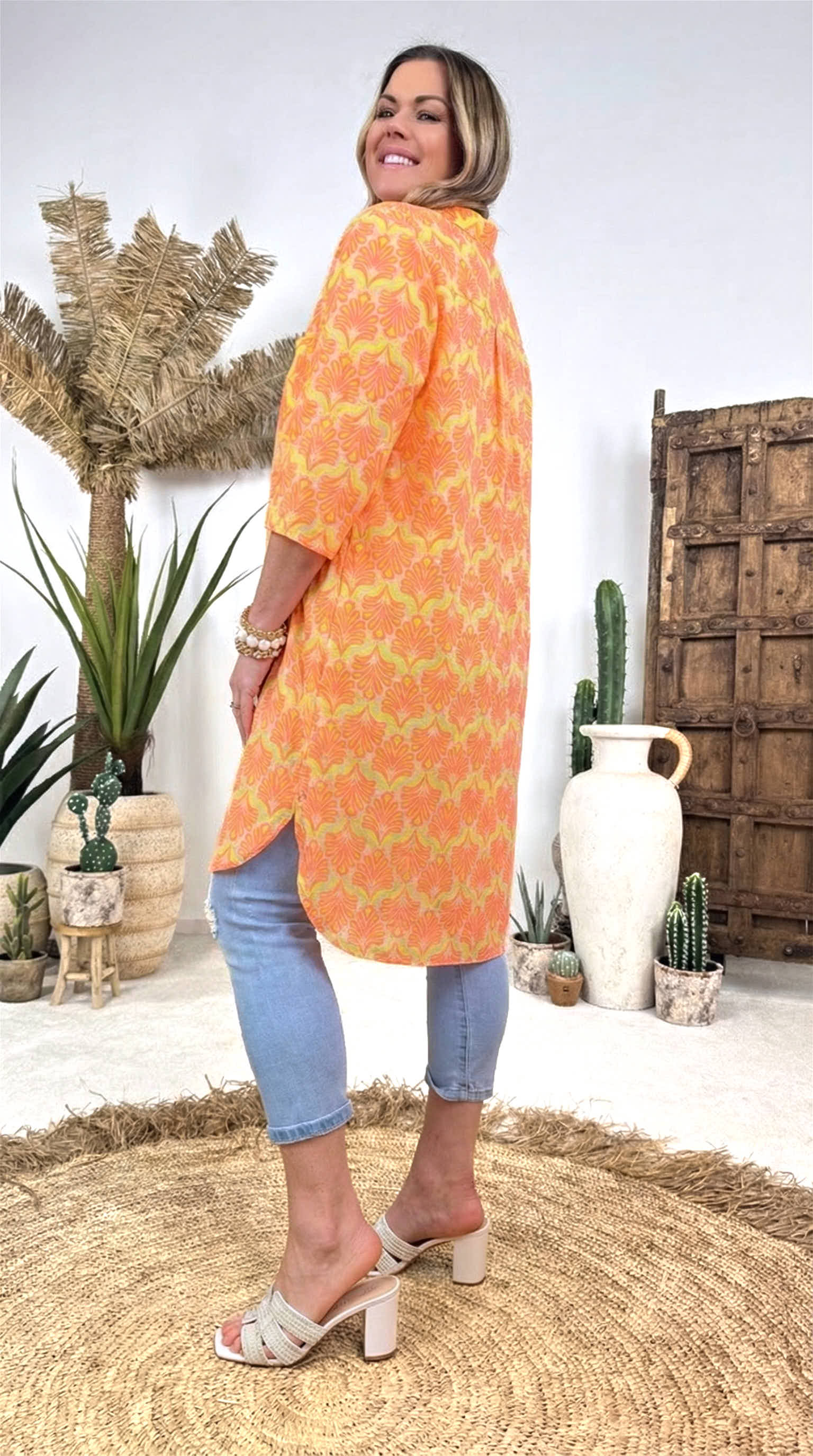 Long-Bluse Coral Palace *Orange/Gelb*