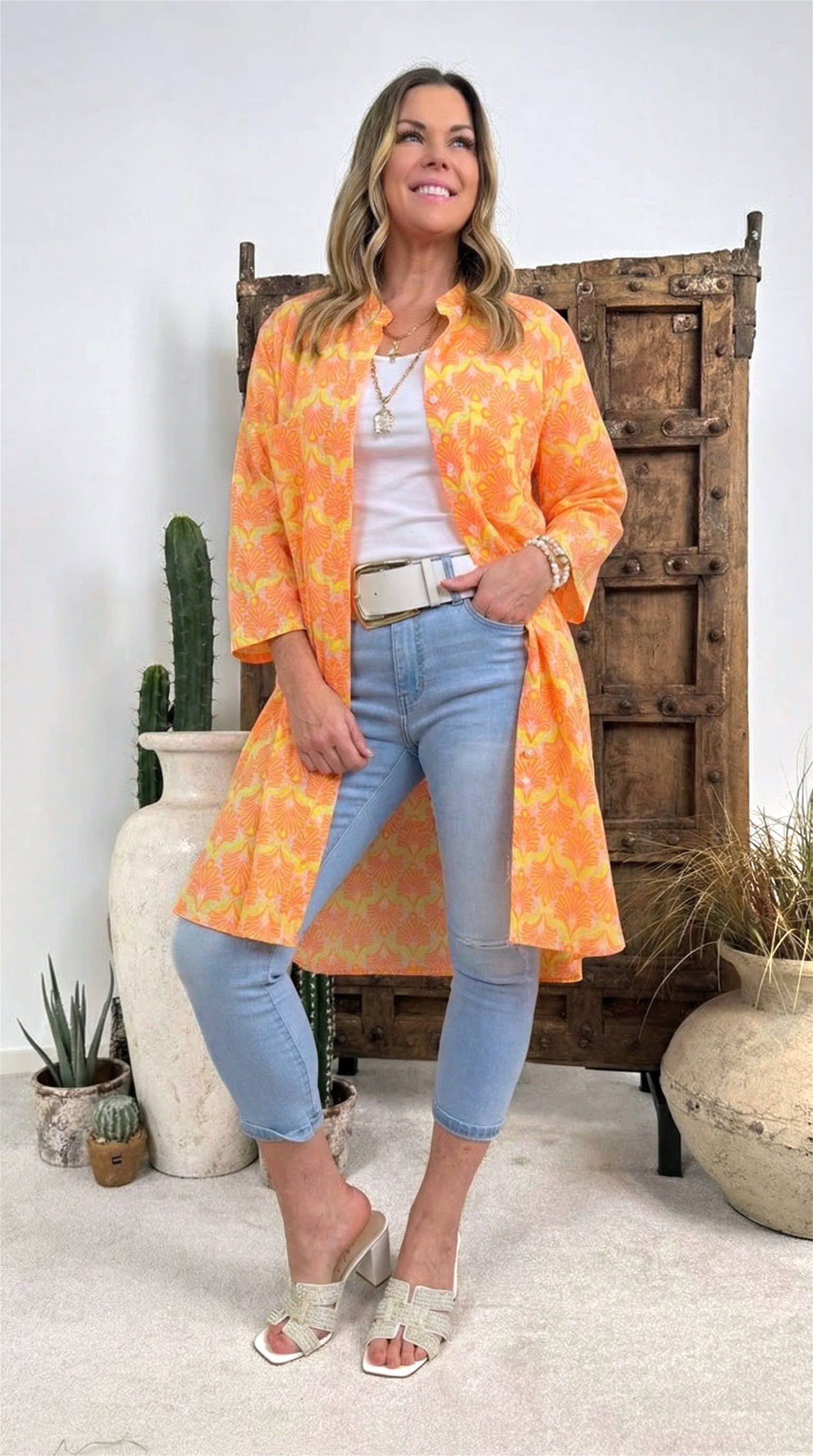 Long-Bluse Coral Palace *Orange/Gelb*