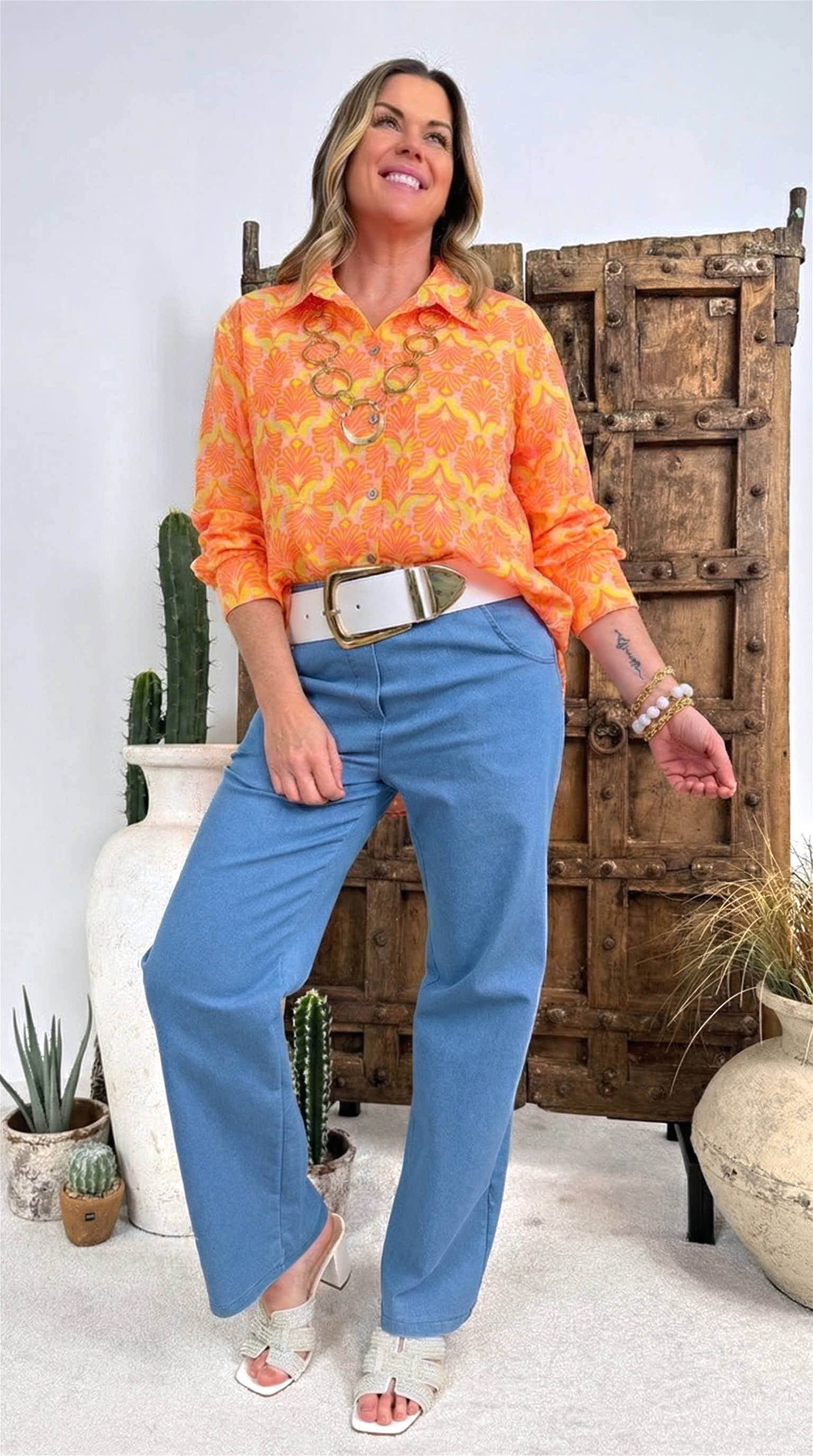 Bluse Paradise Print *Orange/Gelb*