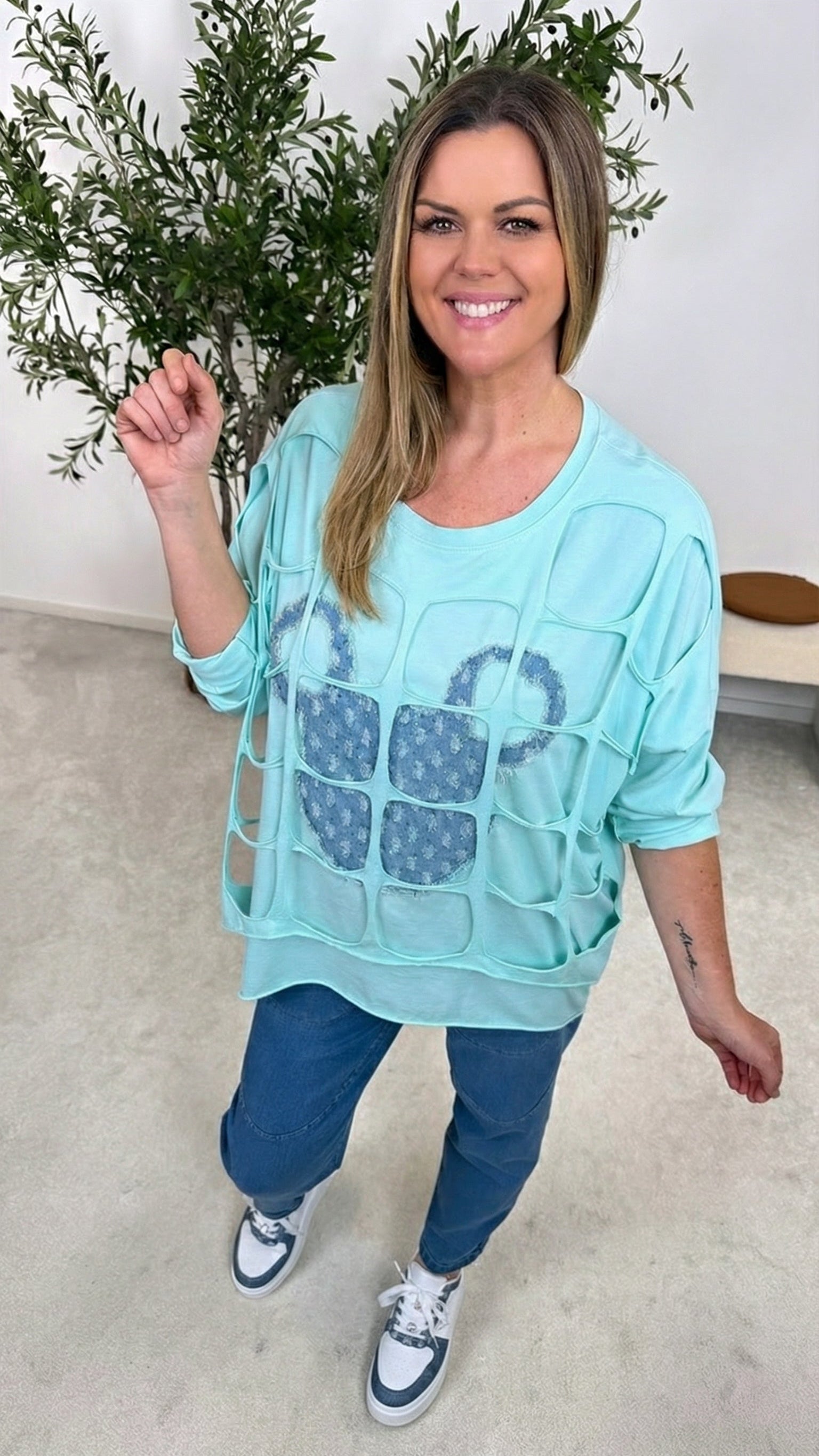 Langarmshirt Power Cut-Out *Mint* MAUS