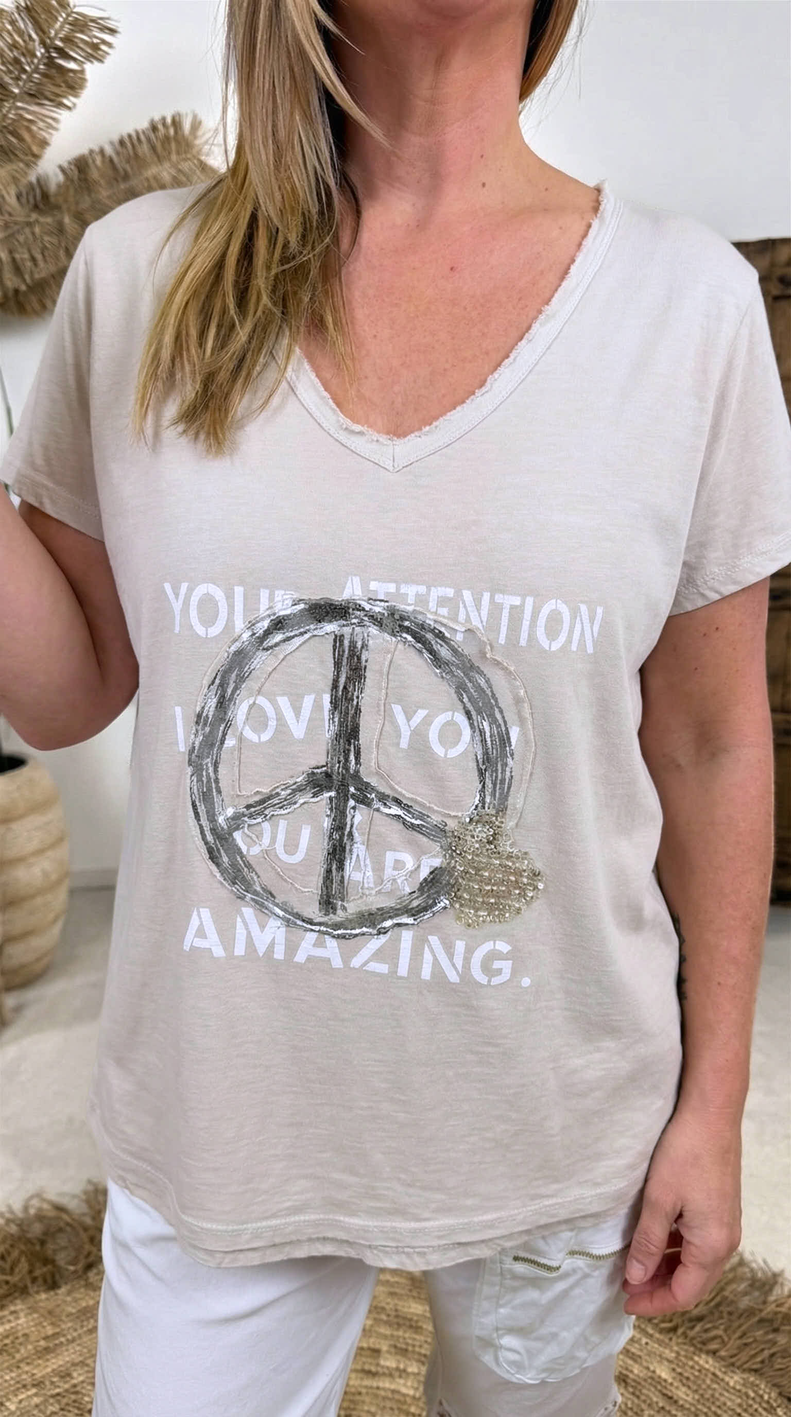 T-Shirt Peace & Power *Beige*