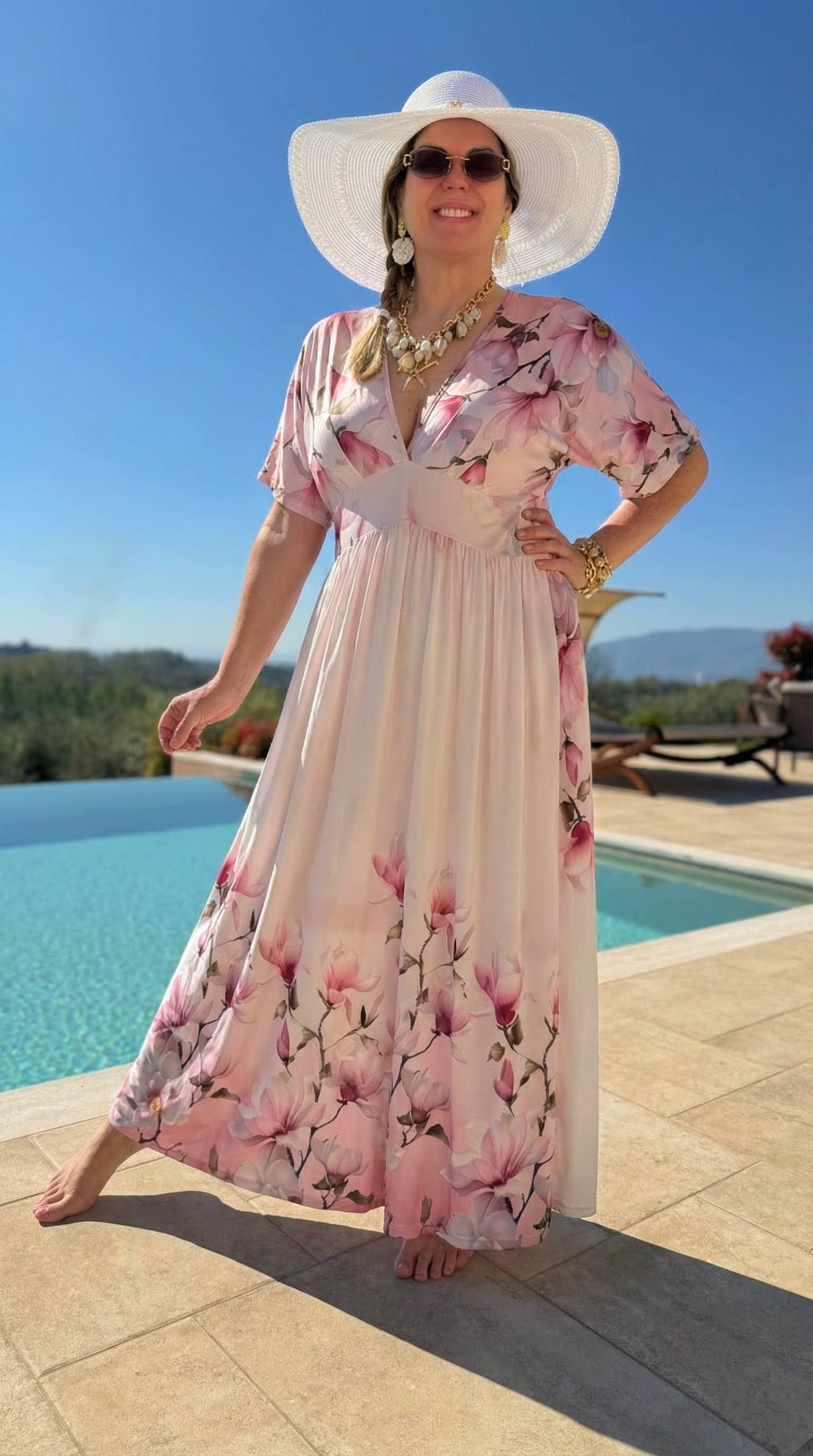 Langes Kleid Blush Blossom *Rosa*