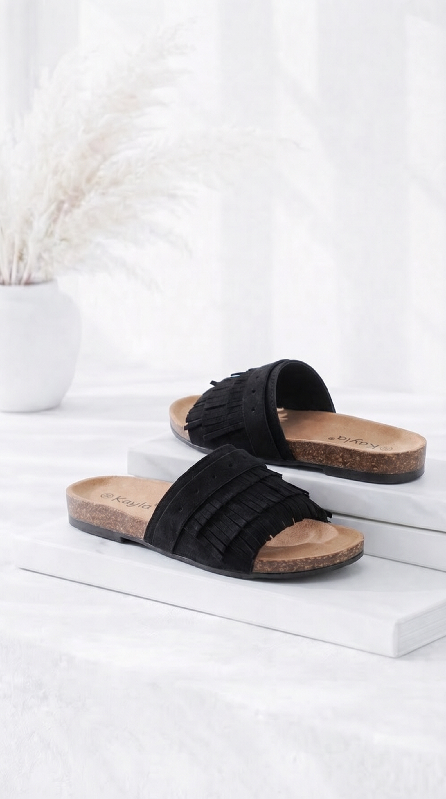 Sandale Fringe Walk *Schwarz*