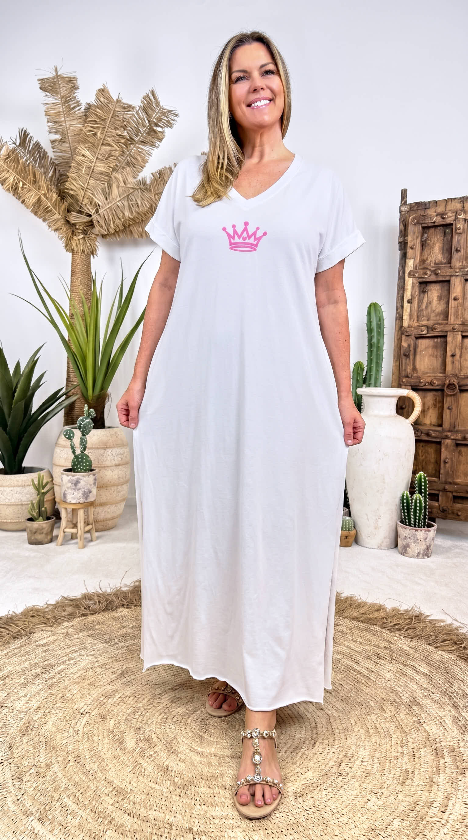 Langes Kleid Princess Crown *Weiß*
