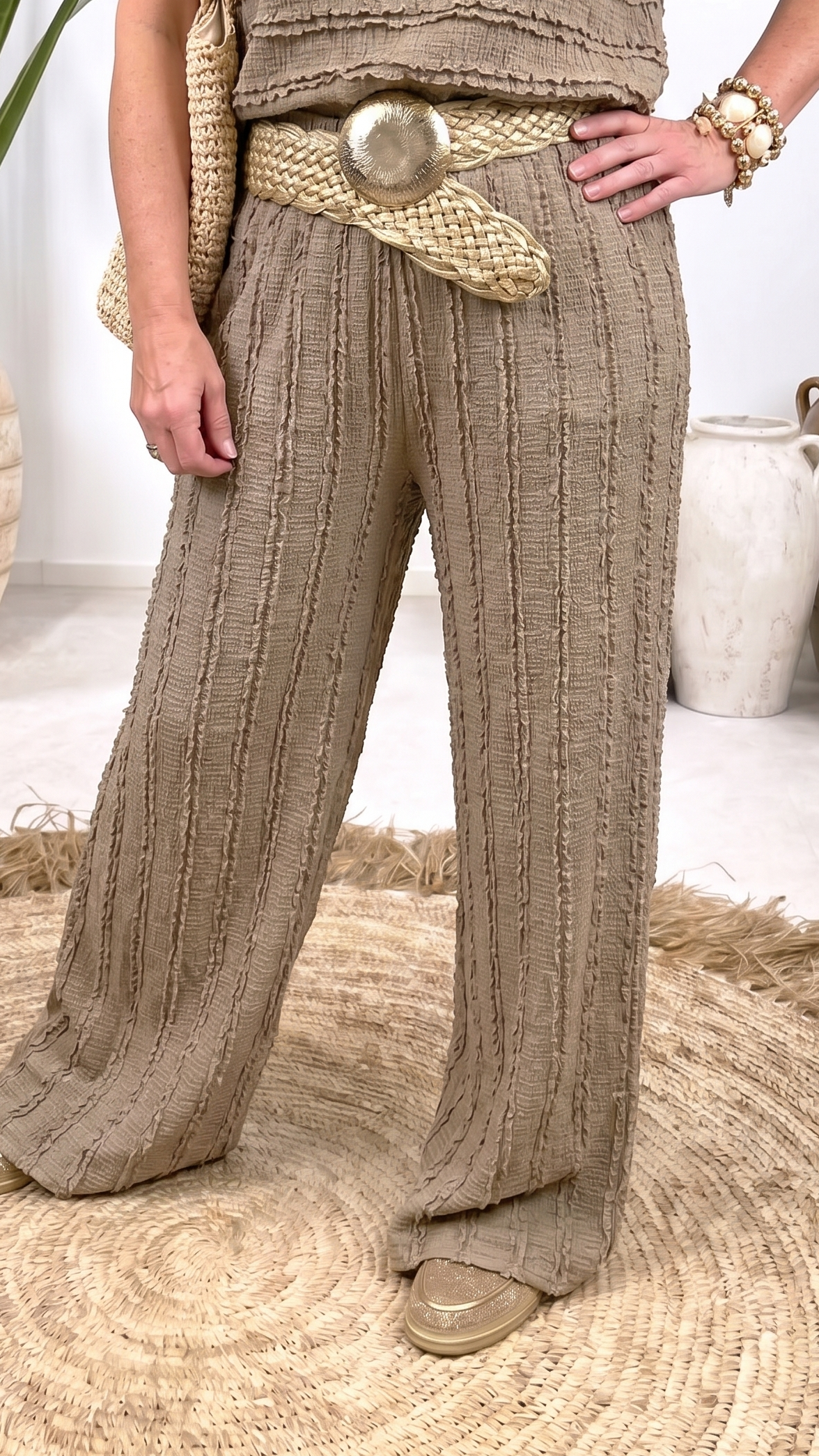 Weite Hose Chic Texture *Camel*