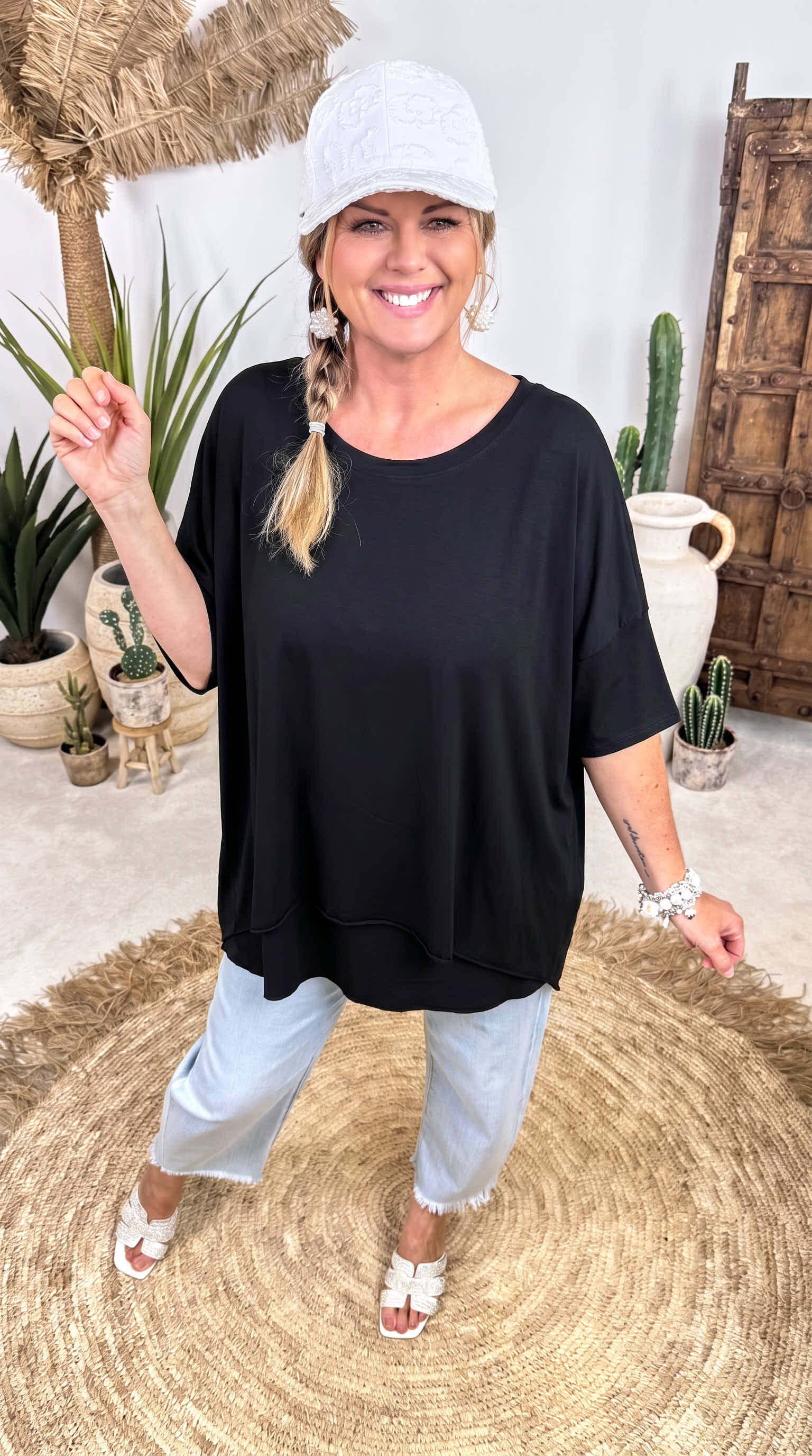 Oversized Shirt Power Mood *Schwarz*