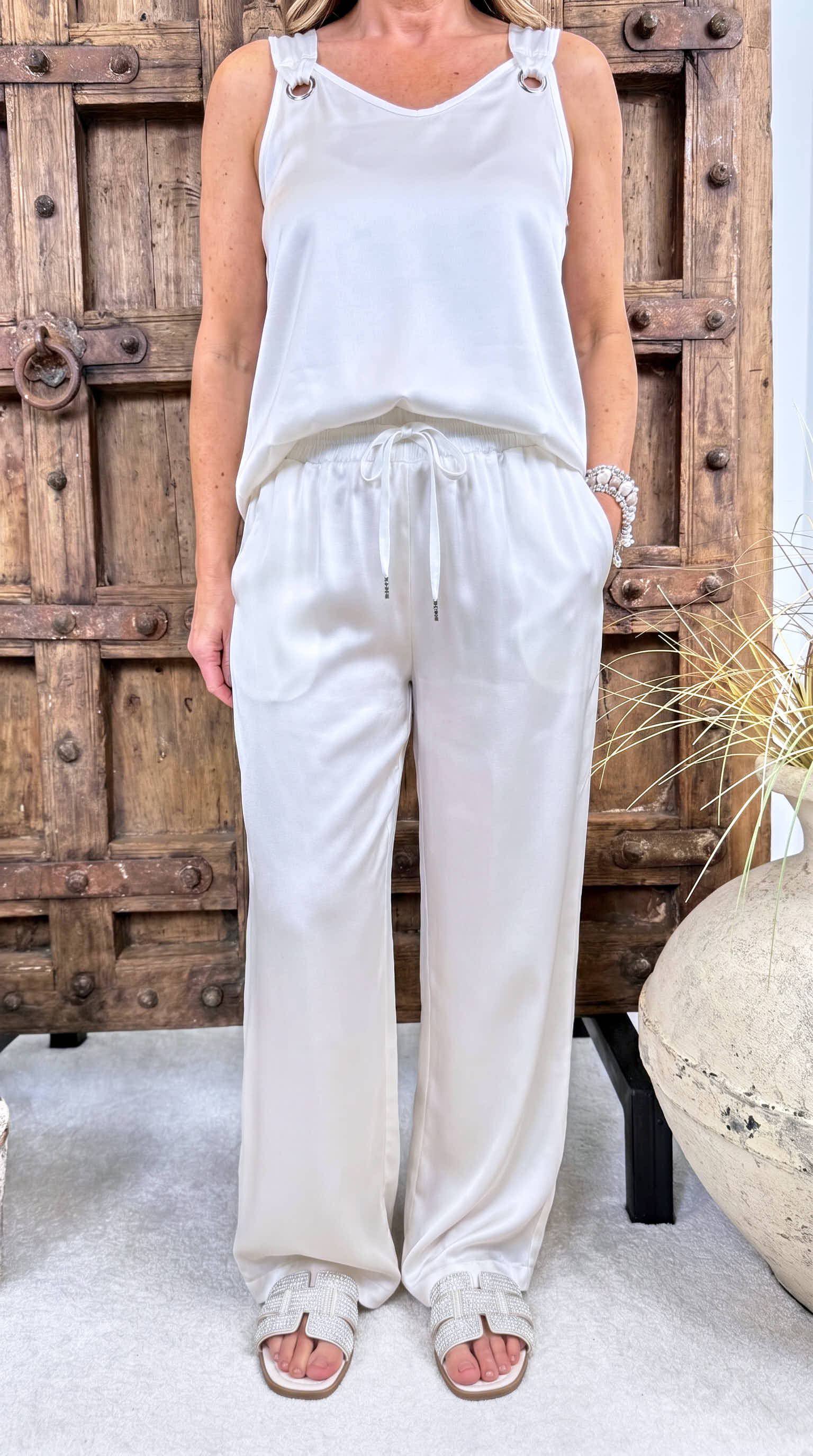Culotte Hose Satin Chic *Weiß*