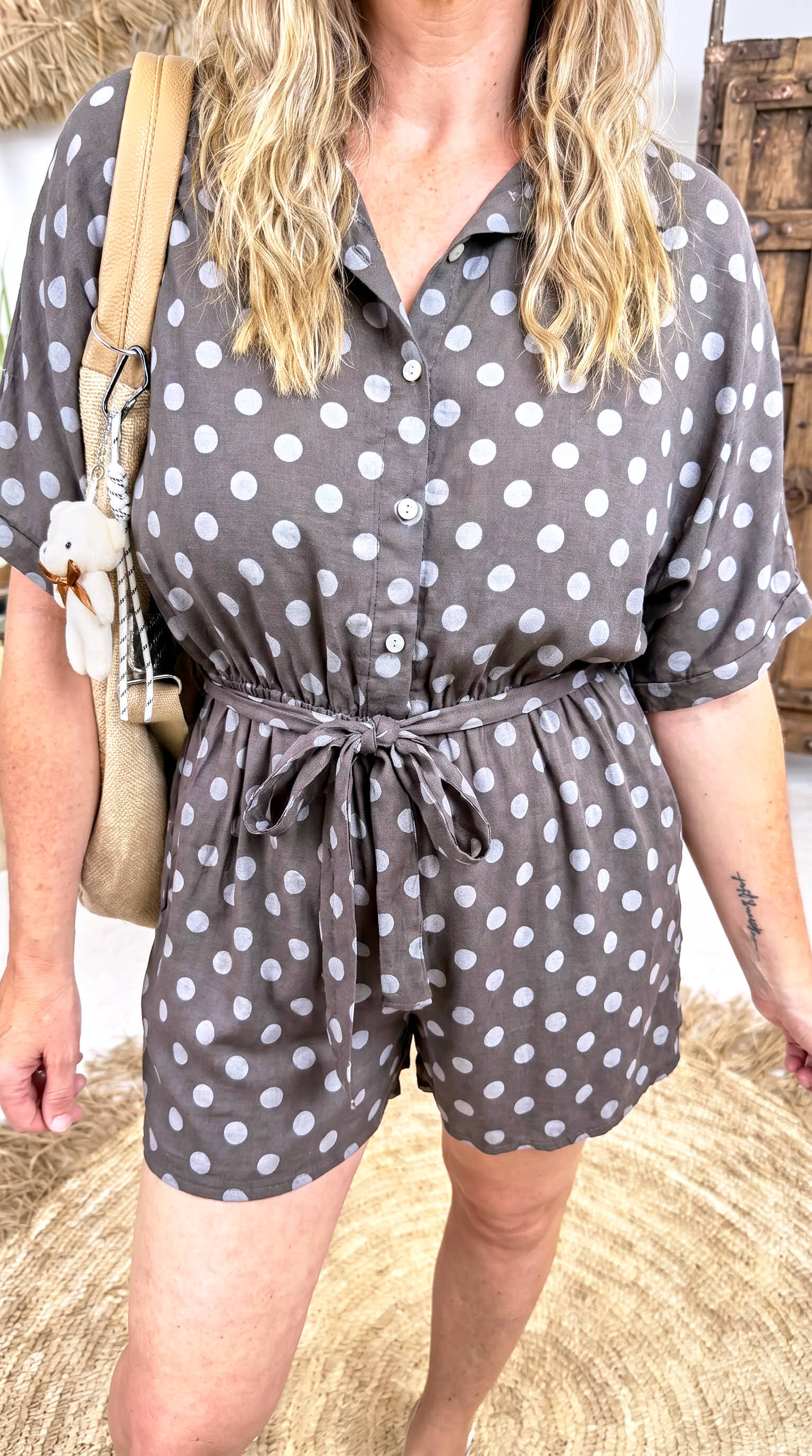 Kurzer Jumpsuit Midnight Pois *Schoko*
