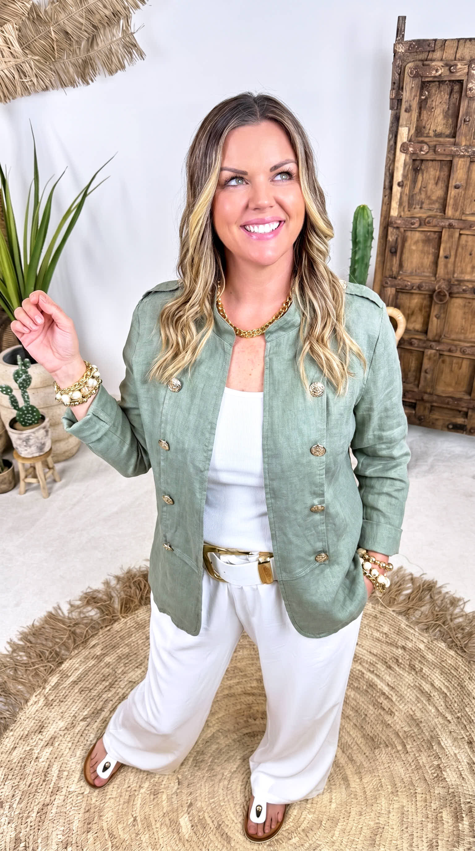 Leinen Jacke Soft Military *Khaki*