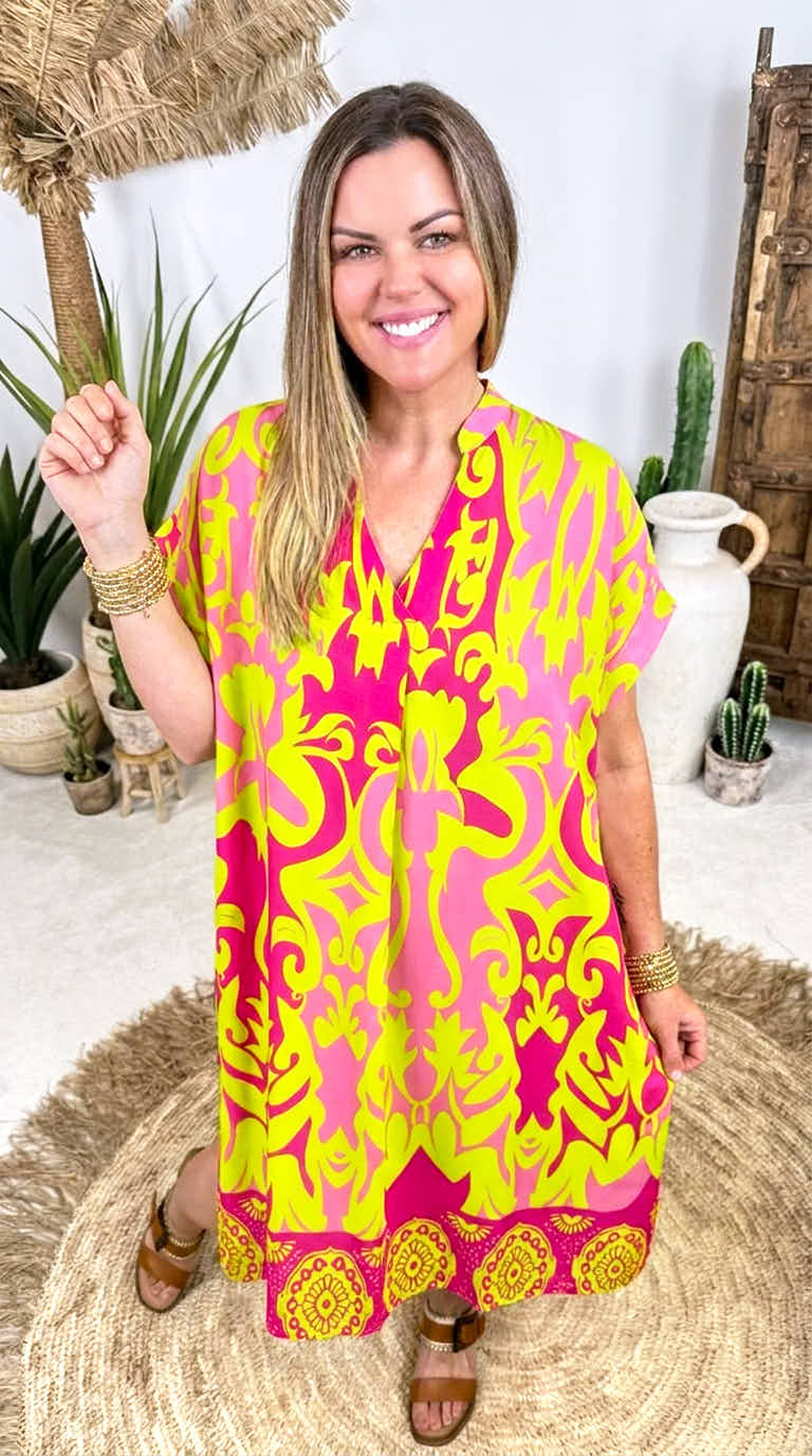Kleid Happy Splash *Pink/Grün*