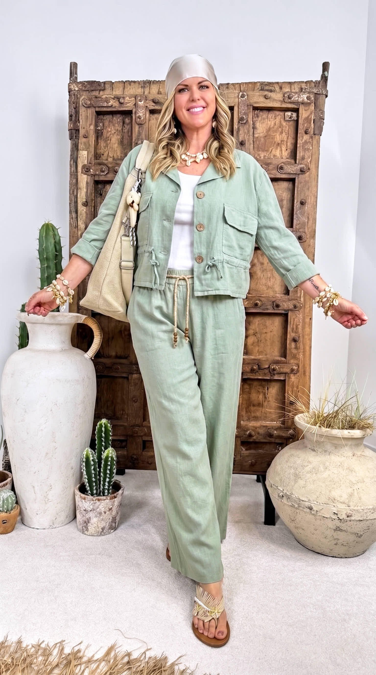 Leinen-Jacke Weekend Chic *Khaki*