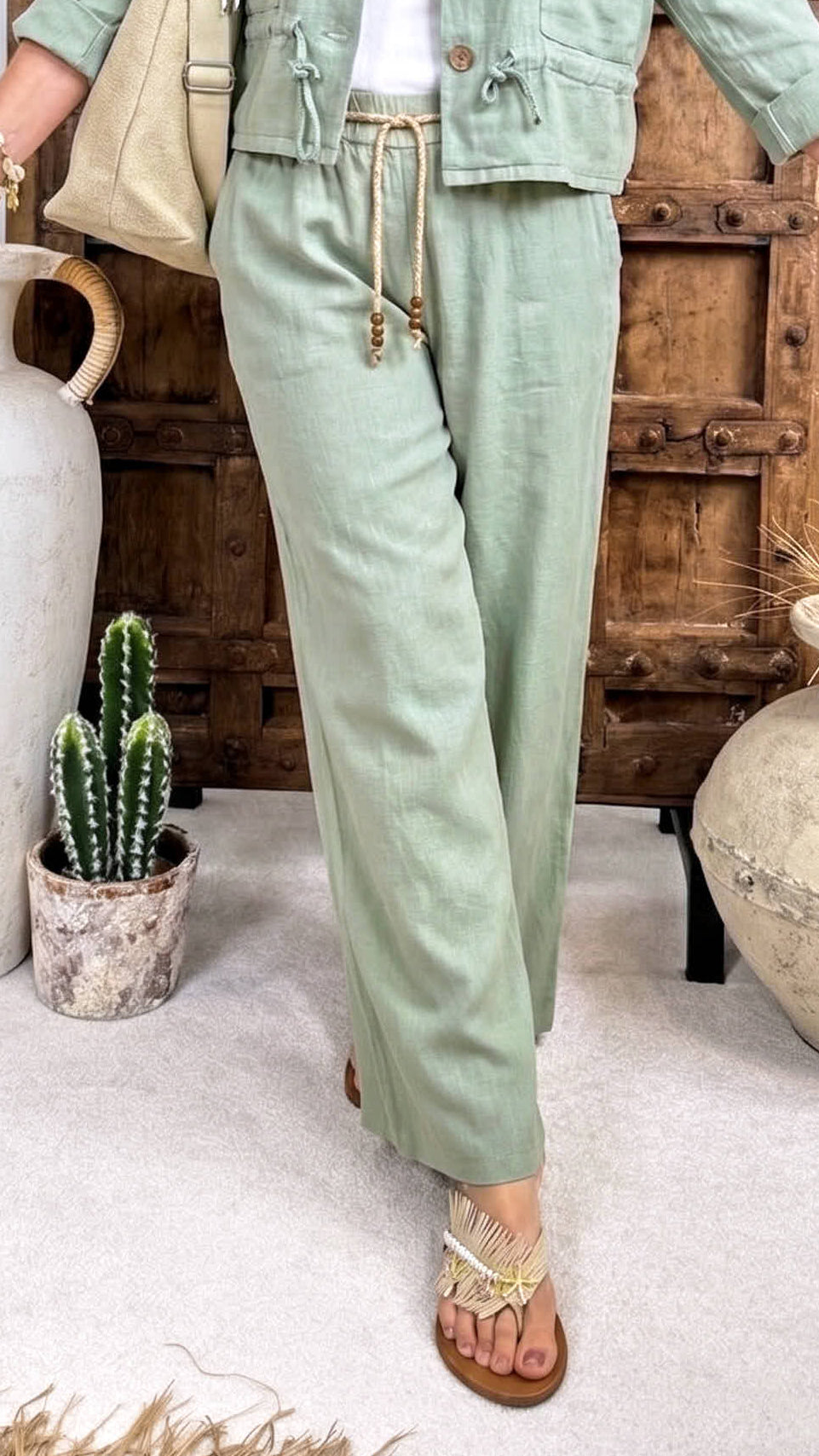 Leinen-Hose Relaxed Holiday *Khaki*