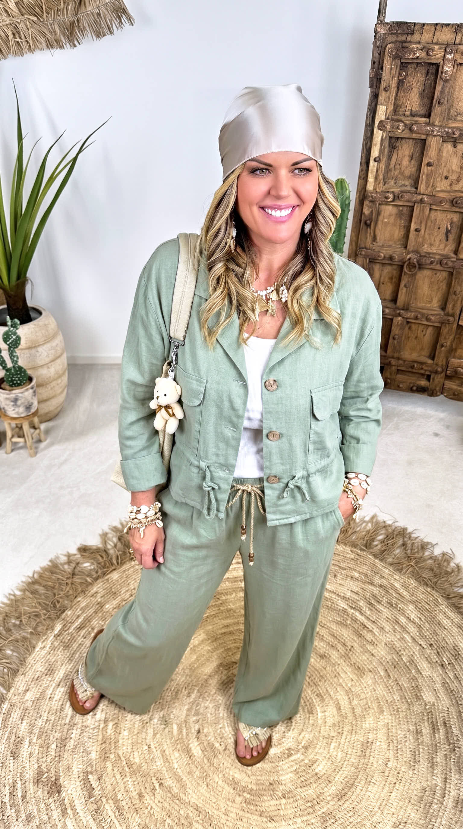 Leinen-Jacke Weekend Chic *Khaki*