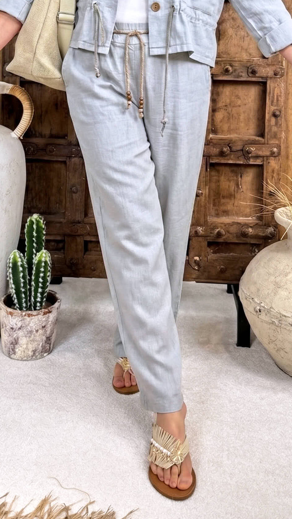 Leinen-Hose Relaxed Holiday *Hellgrau*