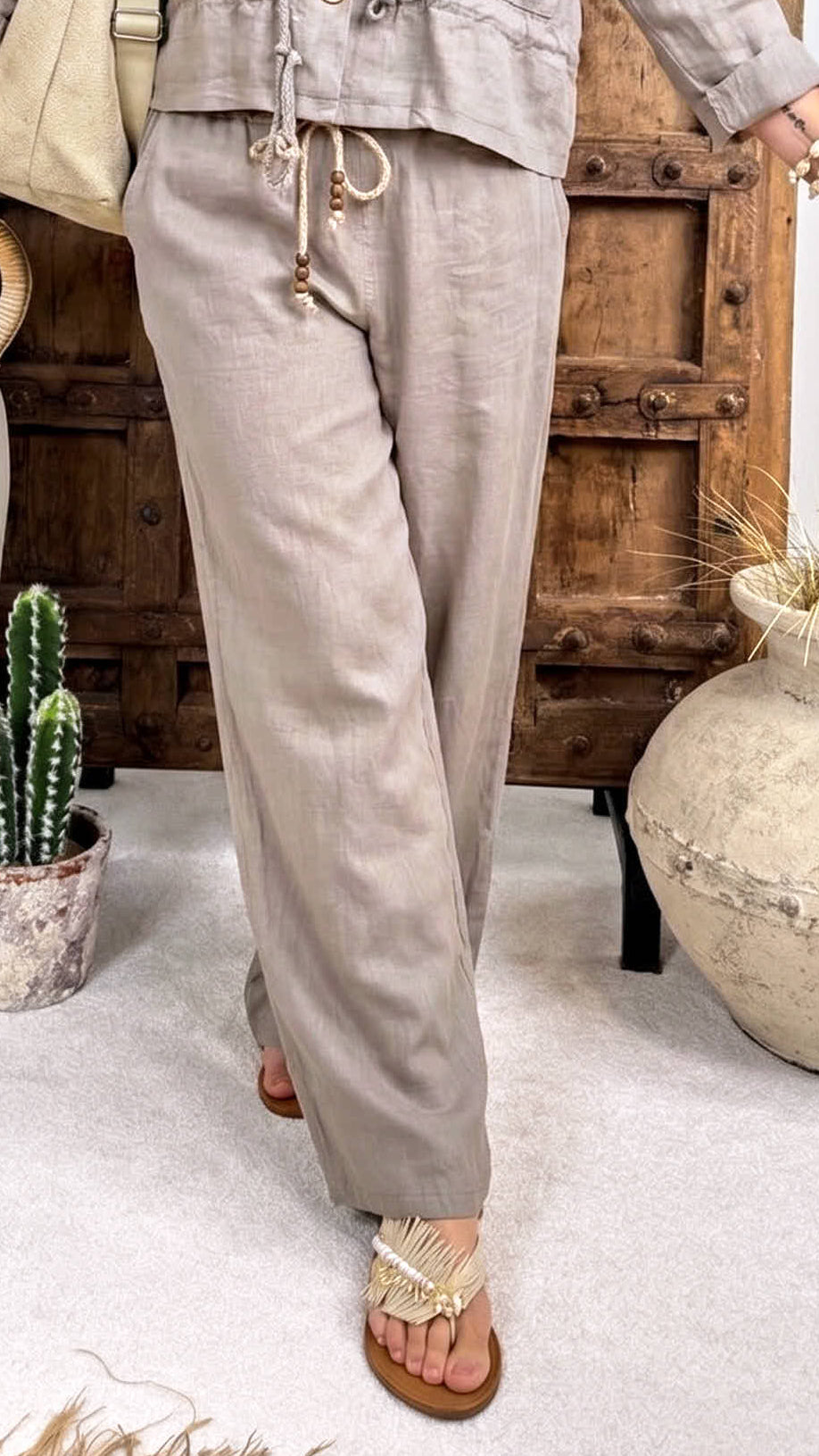 Leinen-Hose Relaxed Holiday *Taupe*