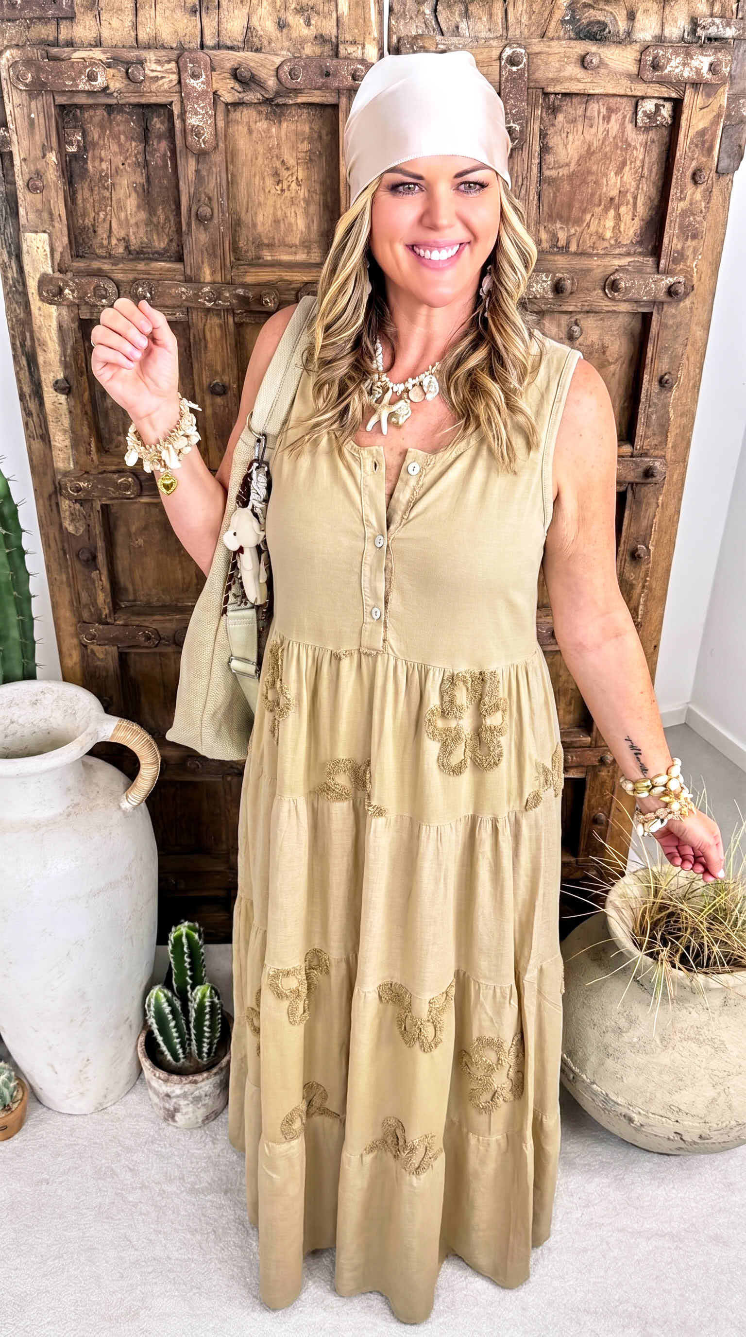 Langes Kleid Flower Soul *Camel*