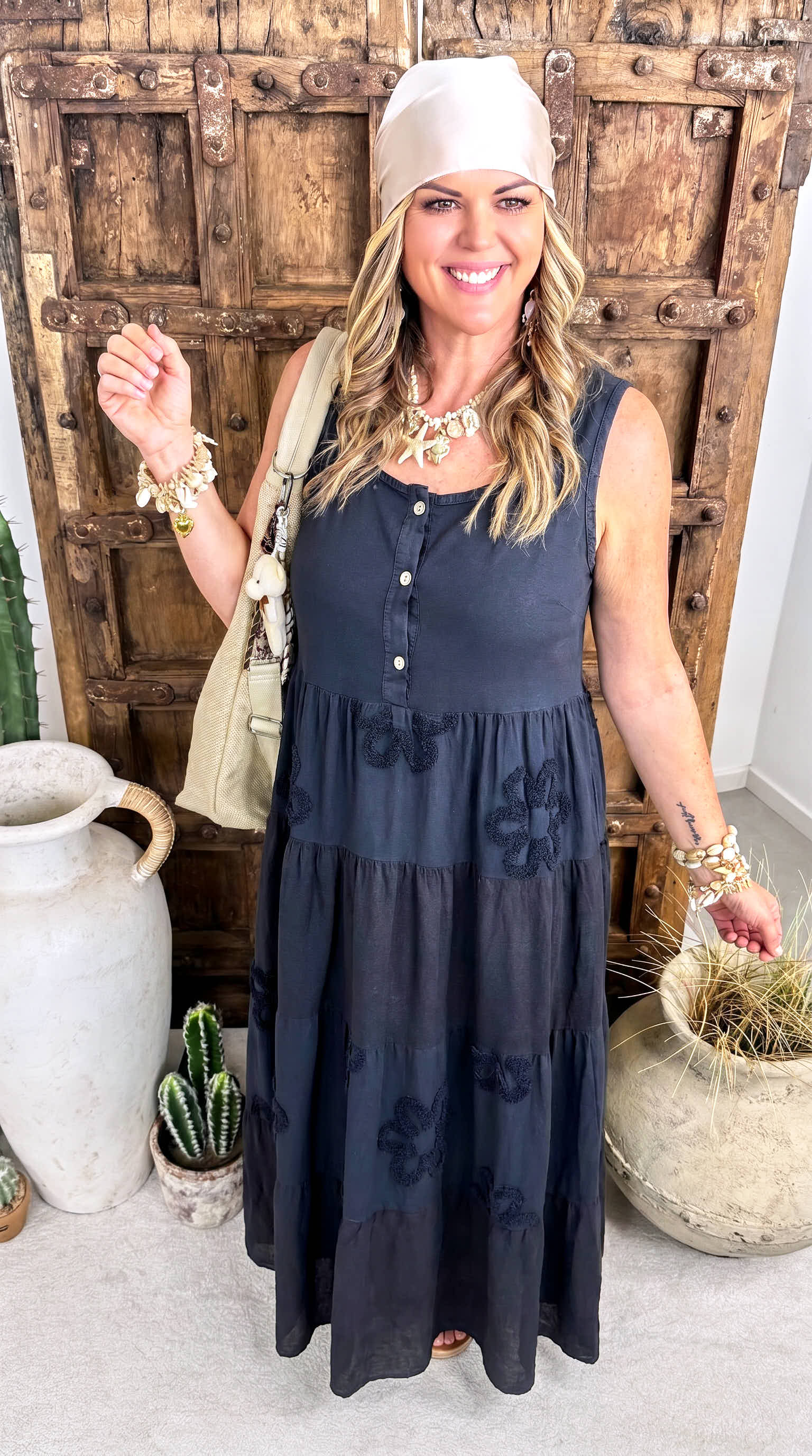 Langes Kleid Flower Soul *Schwarz*