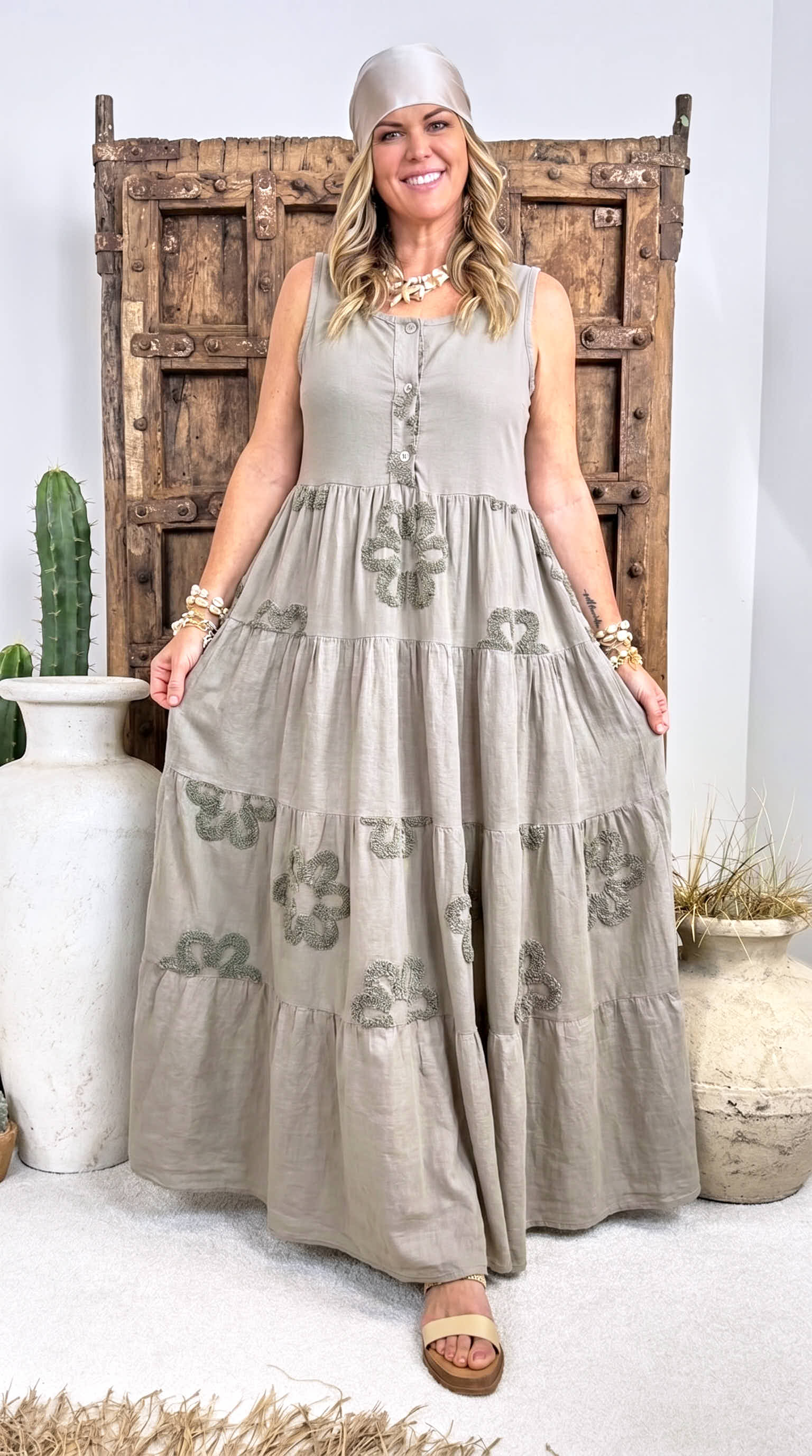 Langes Kleid Flower Soul *Taupe*