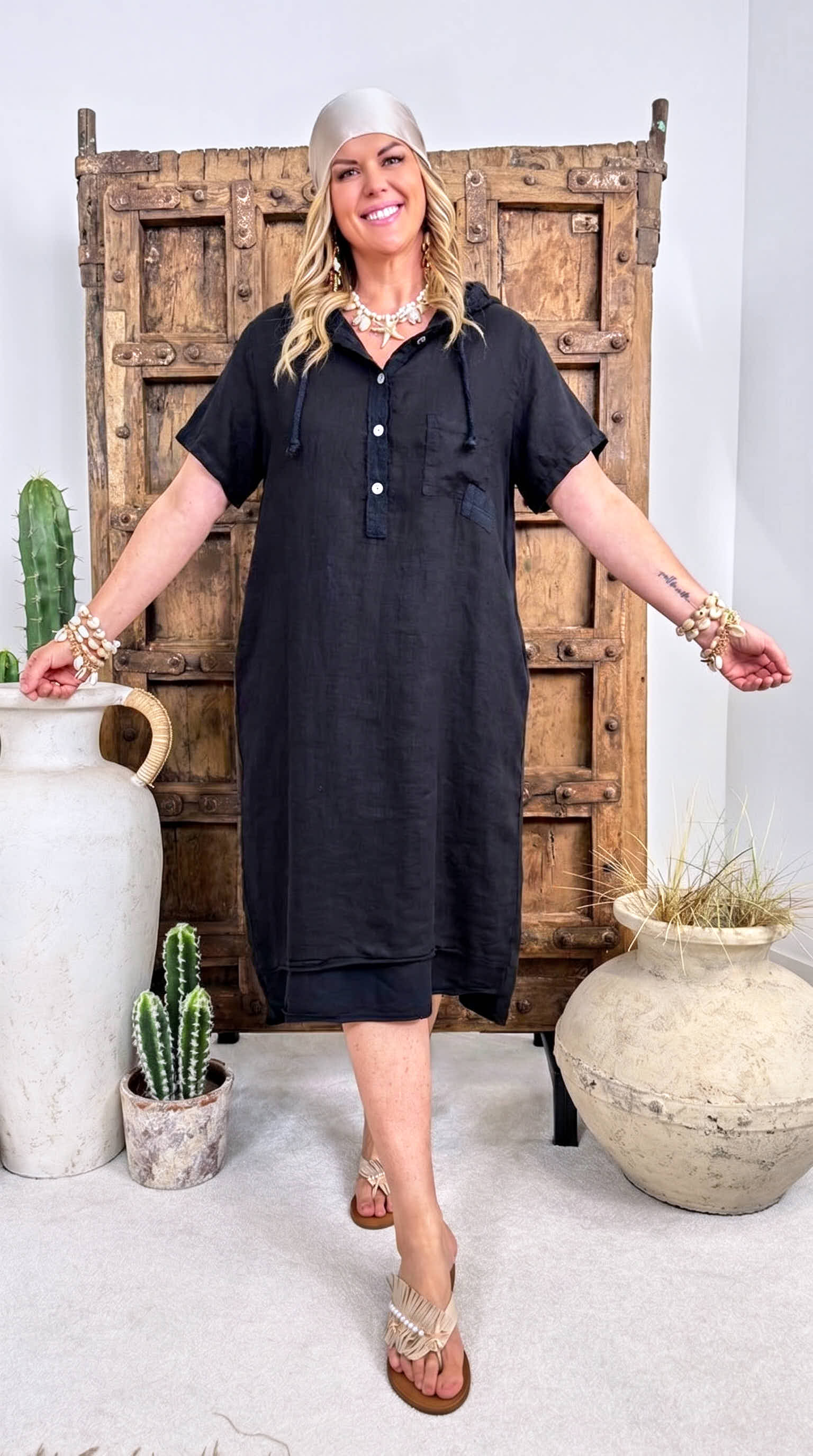 Leinen-Kleid Casual Romance *Schwarz*