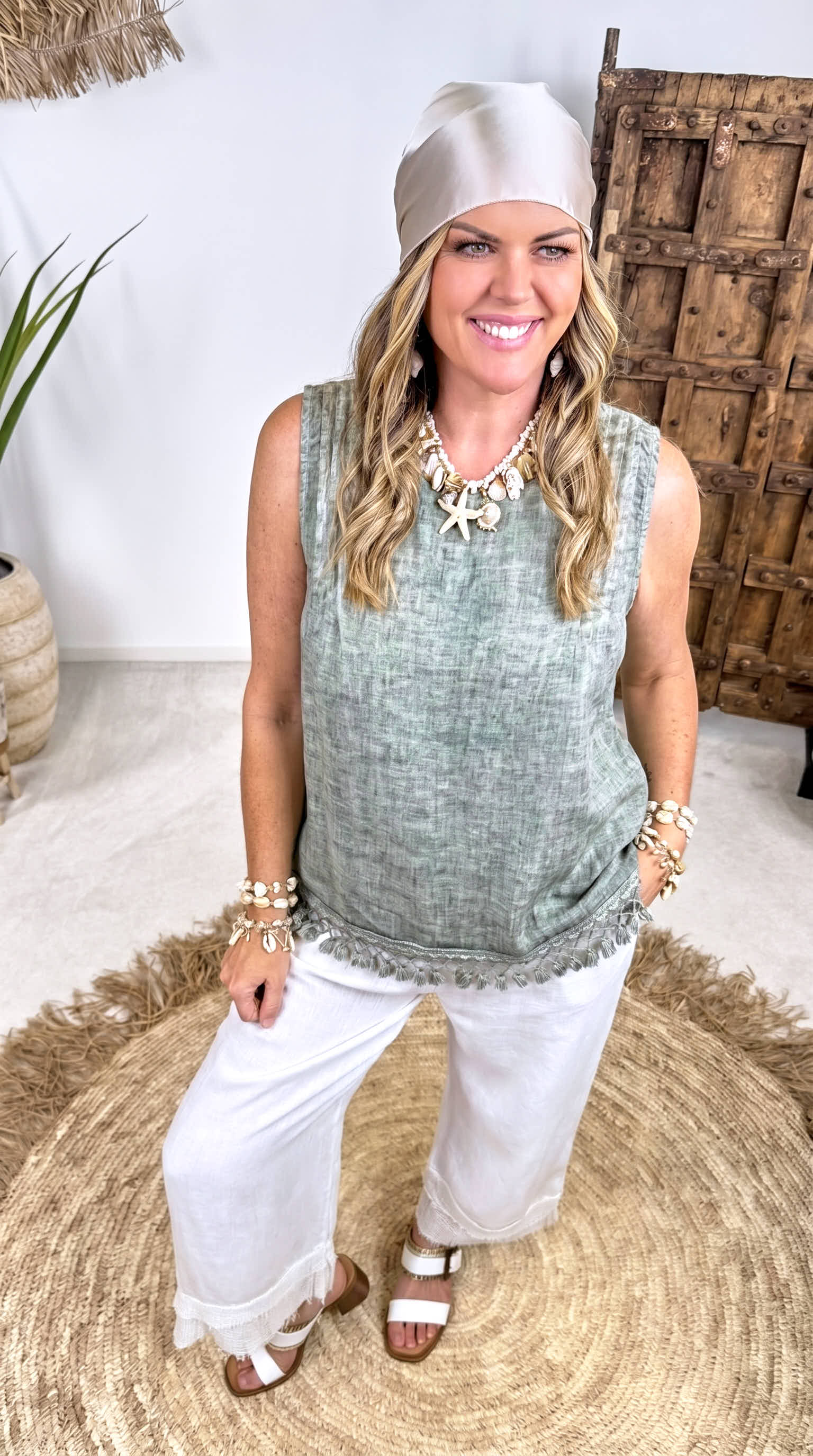Leinen-Top Festival Chic *Khaki*