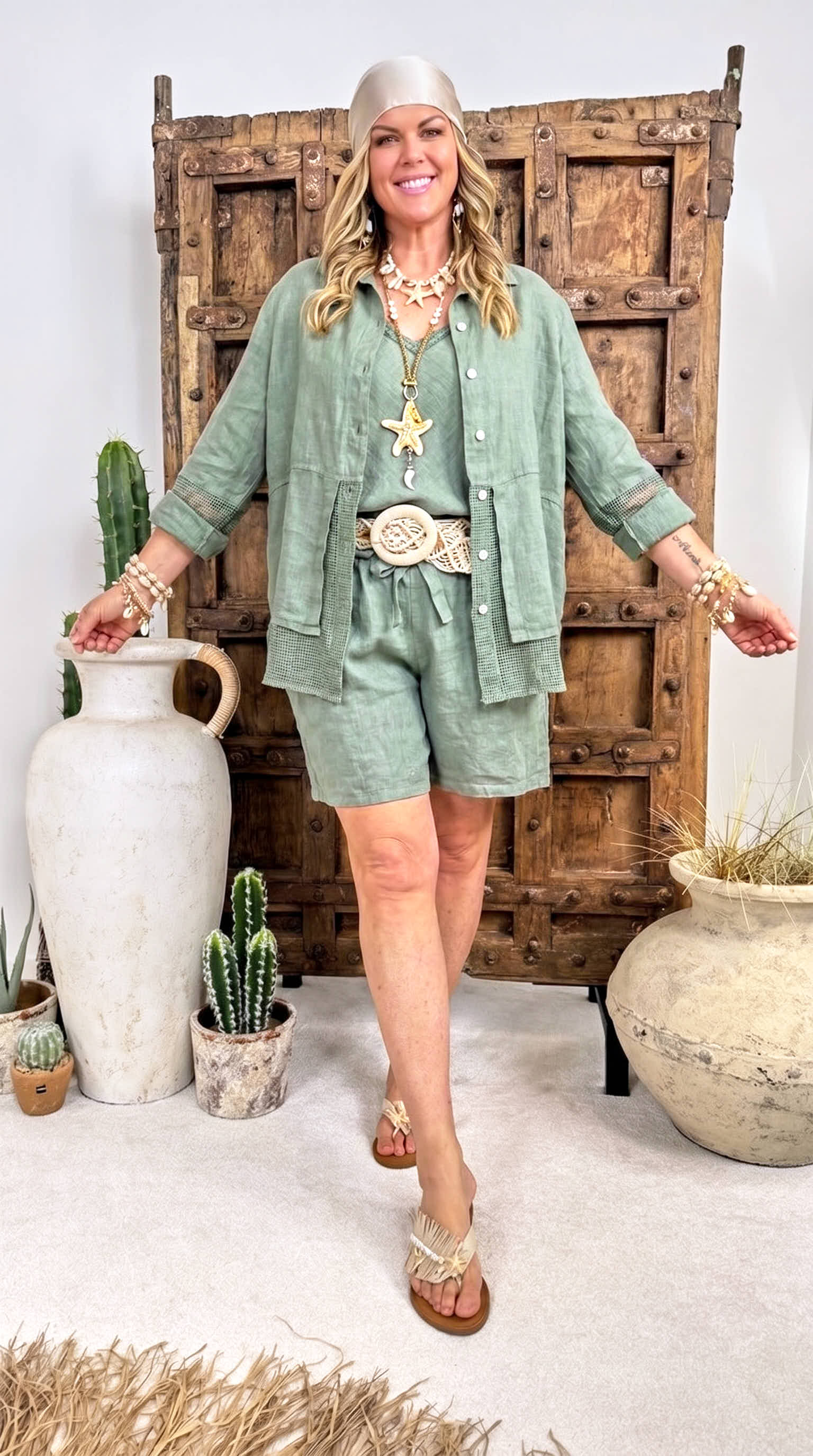 Kurze Leinenhose Sunny Love *Khaki*