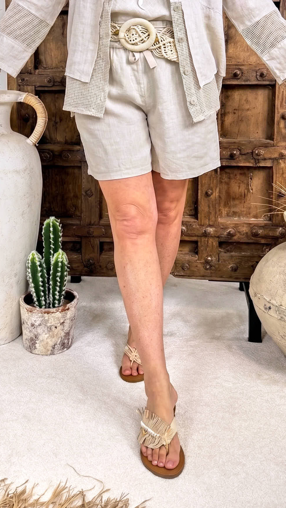 Kurze Leinenhose Sunny Love *Beige*