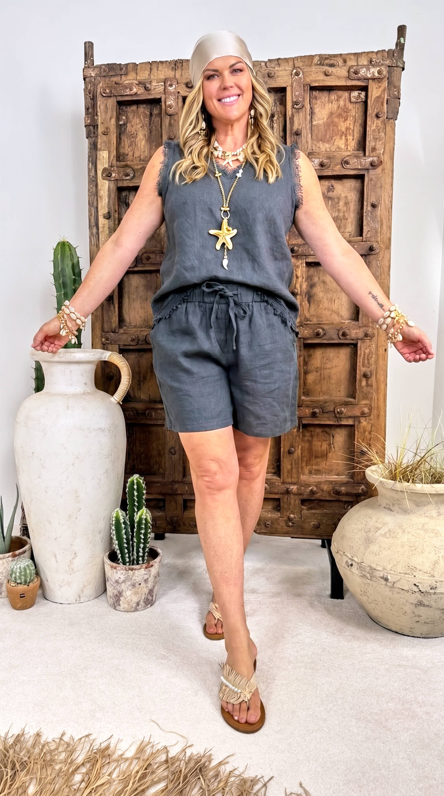 Kurze Leinenhose Sunny Love *Dunkelgrau*