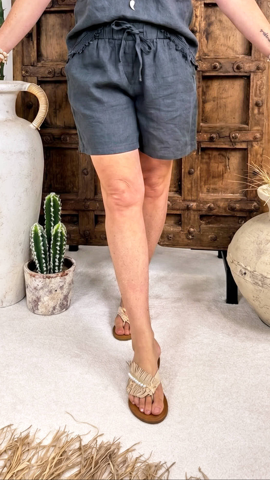 Kurze Leinenhose Sunny Love *Dunkelgrau*