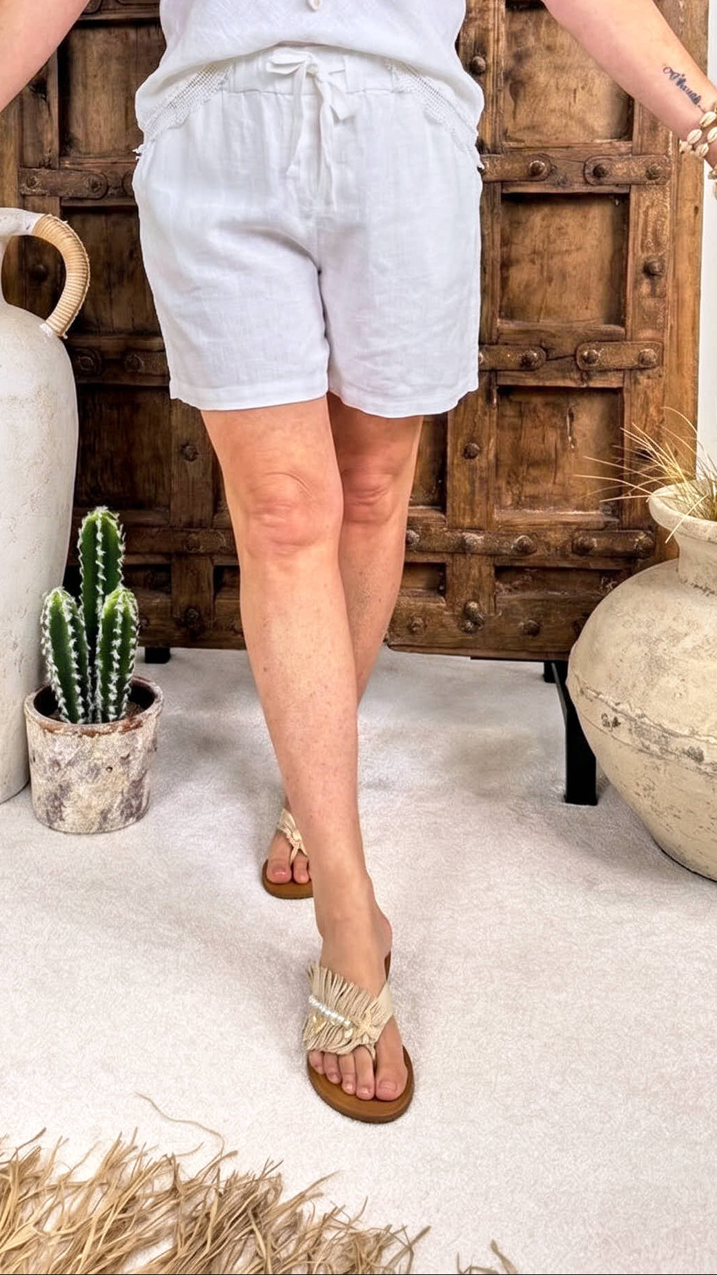 Kurze Leinenhose Sunny Love *Weiß*