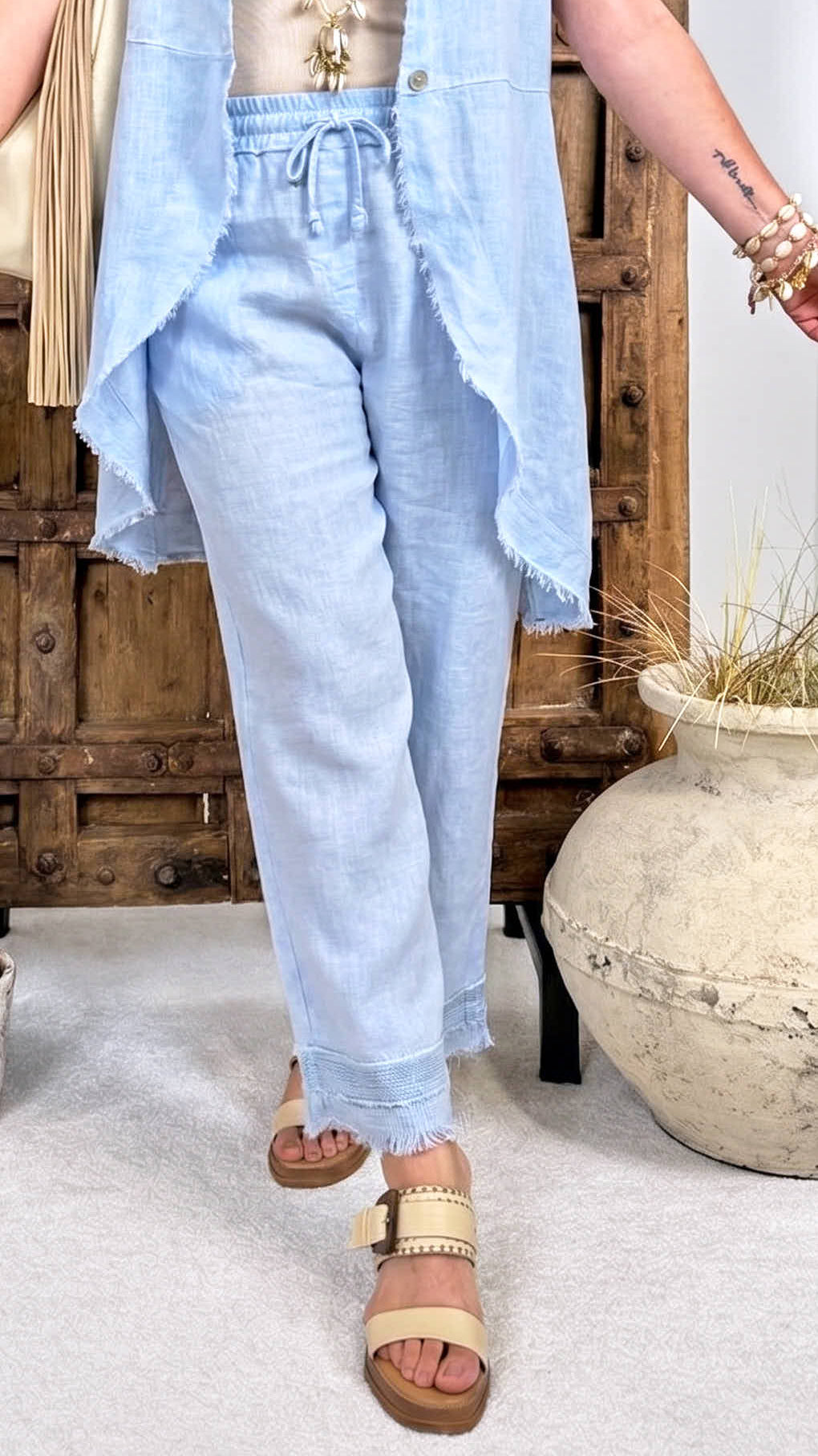 Leinen-Hose Boho Darling *Hellblau*
