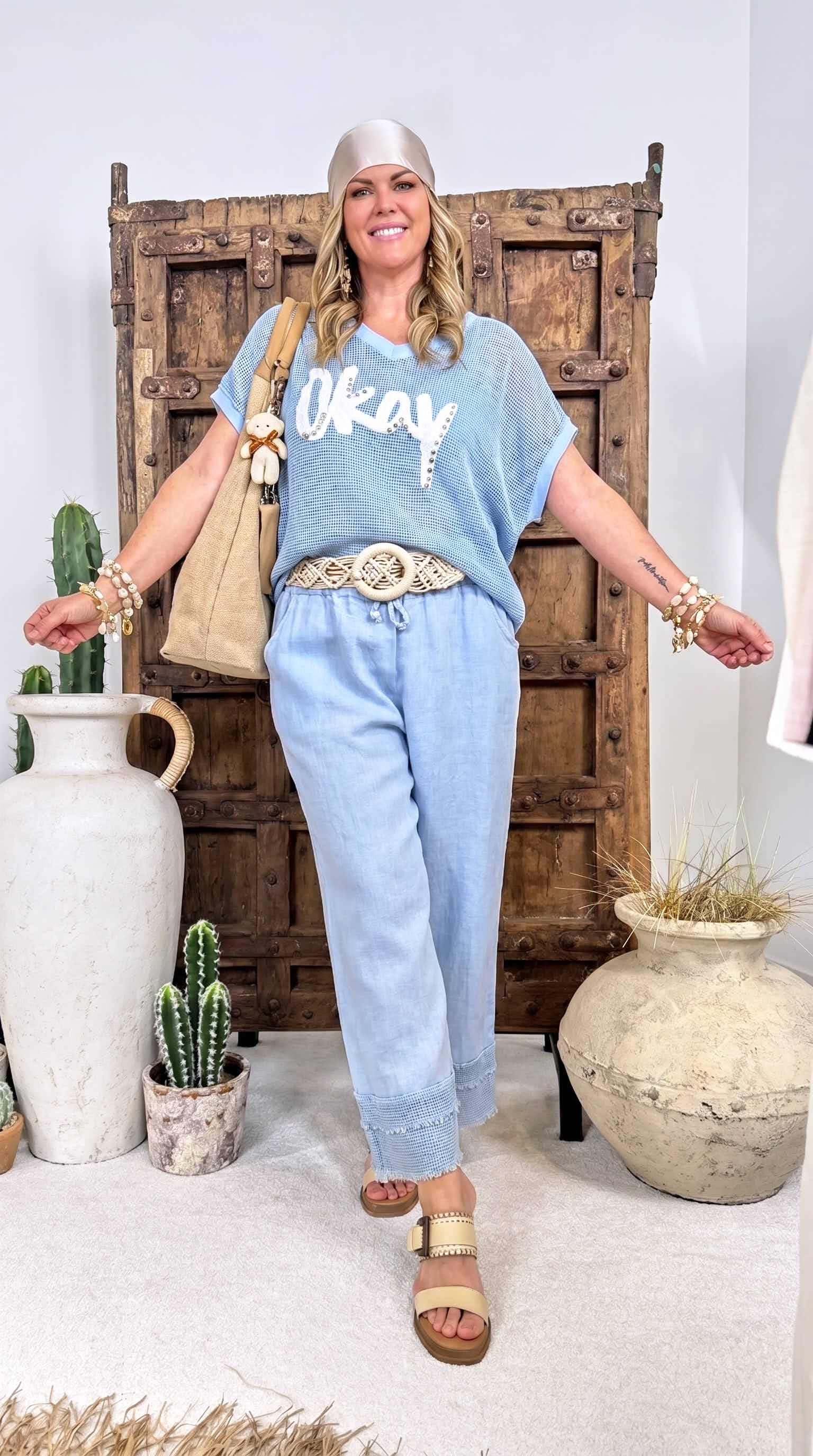 Leinen-Hose Boho Darling *Hellblau*