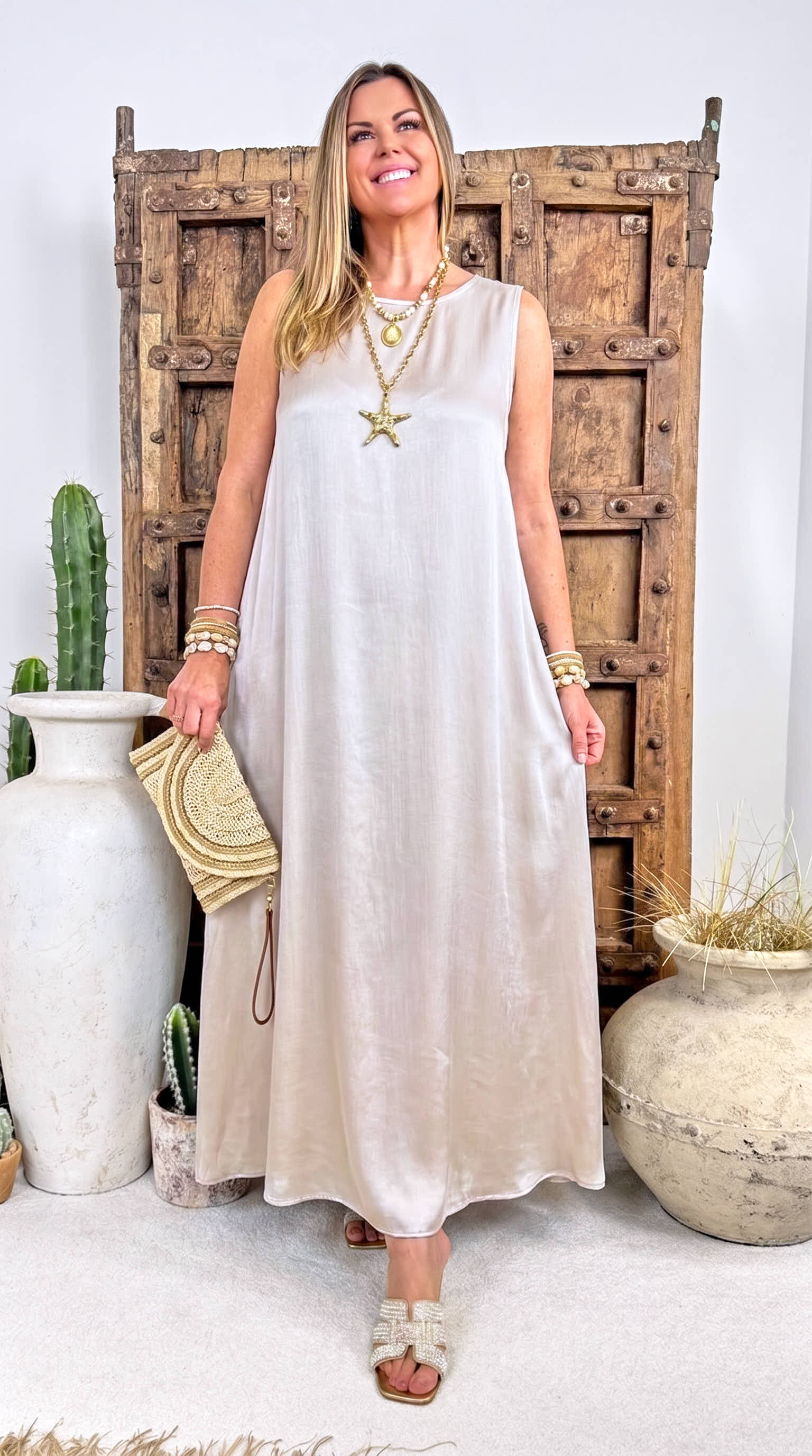Langes Kleid Minimal Queen *Creme*