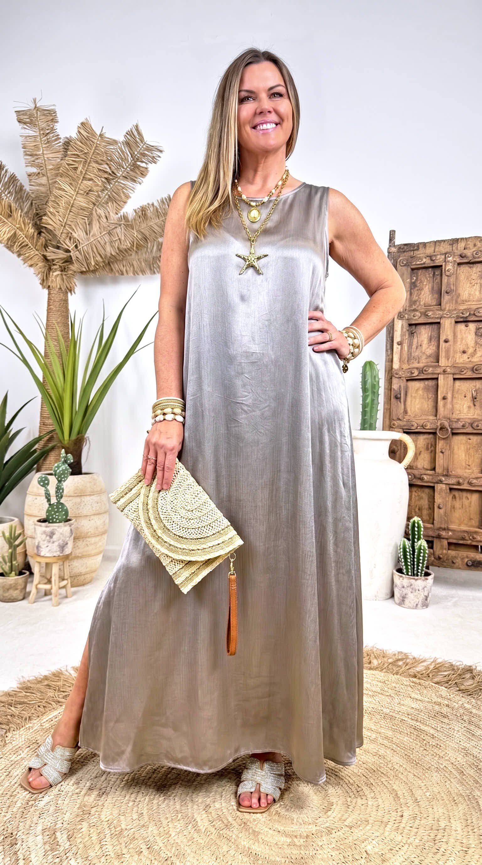 Langes Kleid Minimal Queen *Taupe*