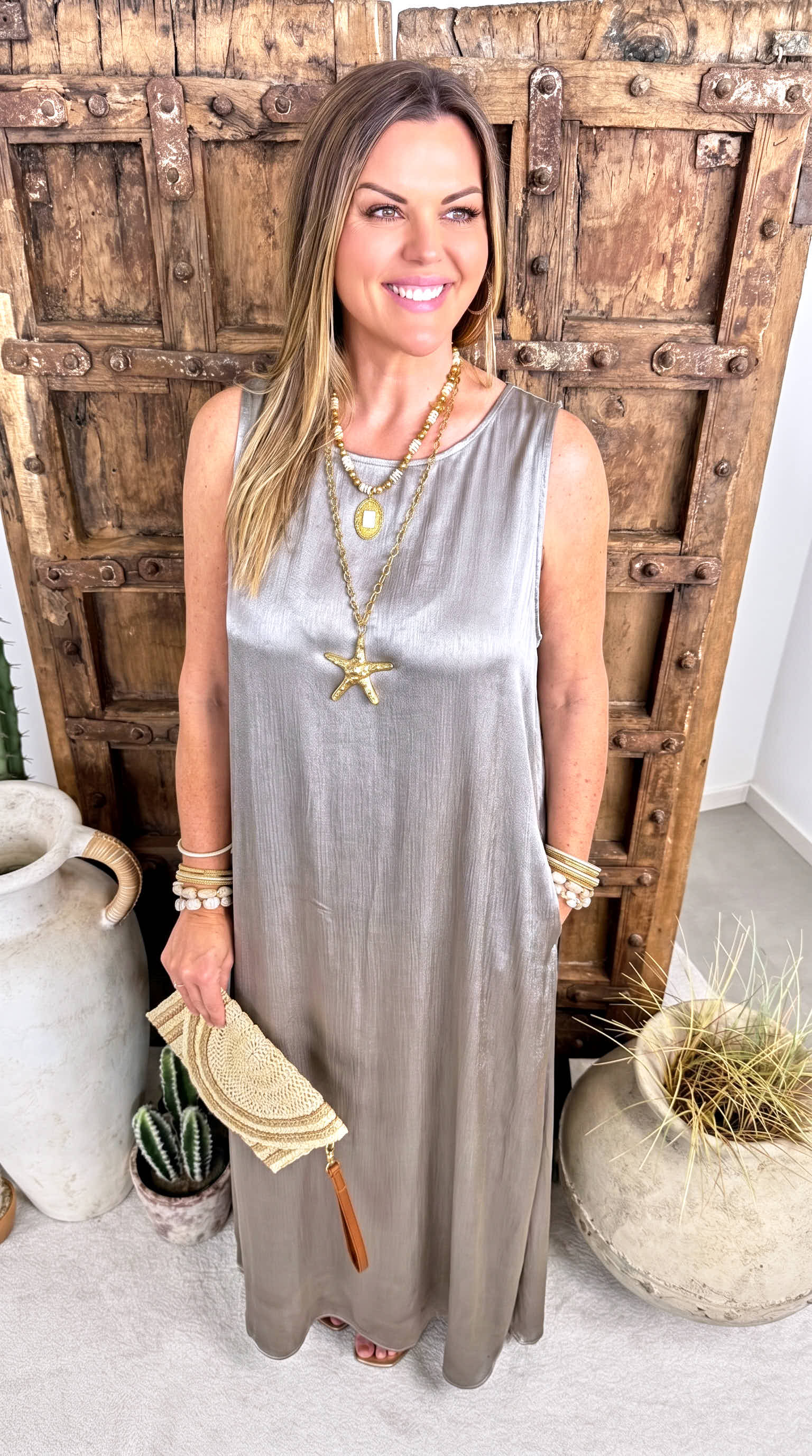 Langes Kleid Minimal Queen *Taupe*