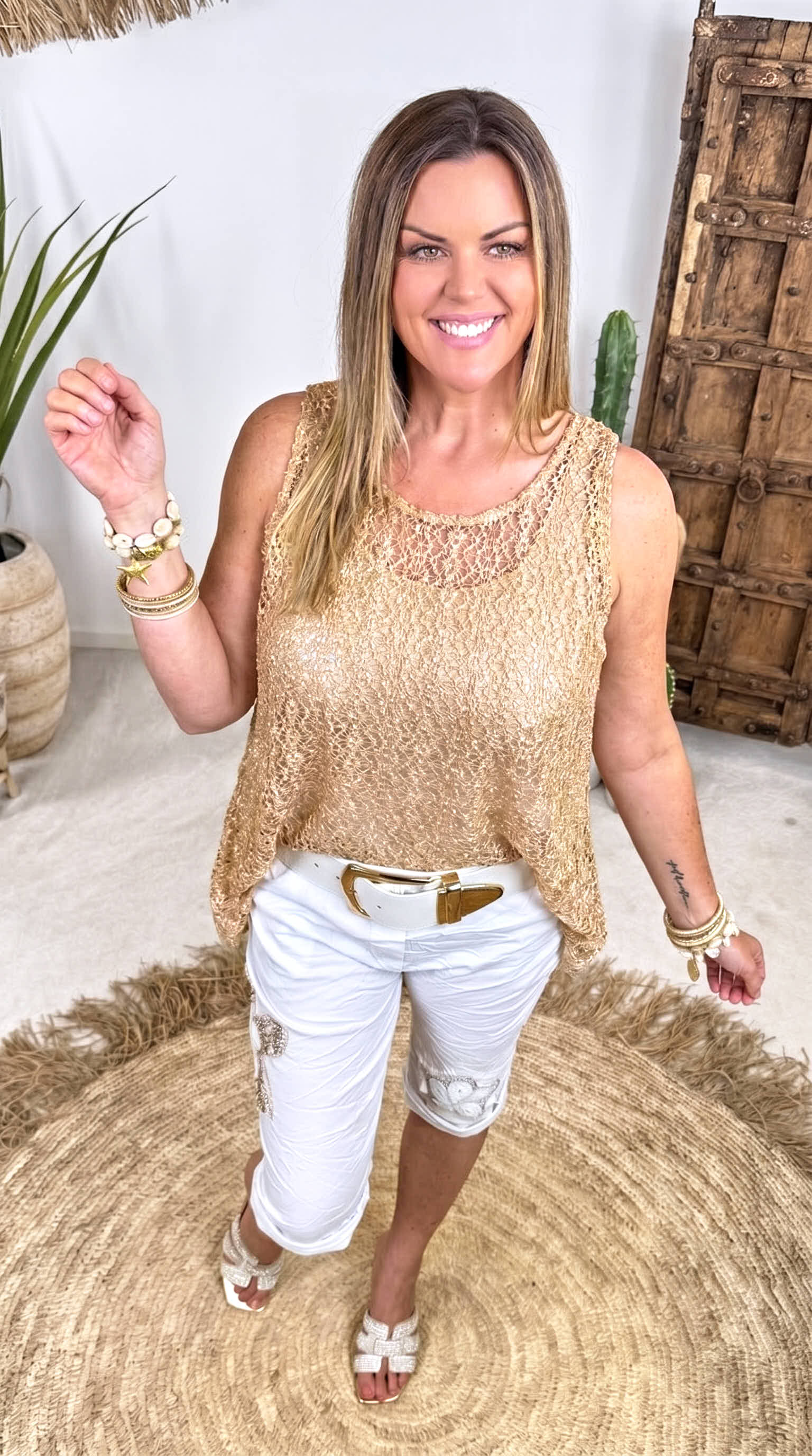 Top Lovely Shine *Camel*