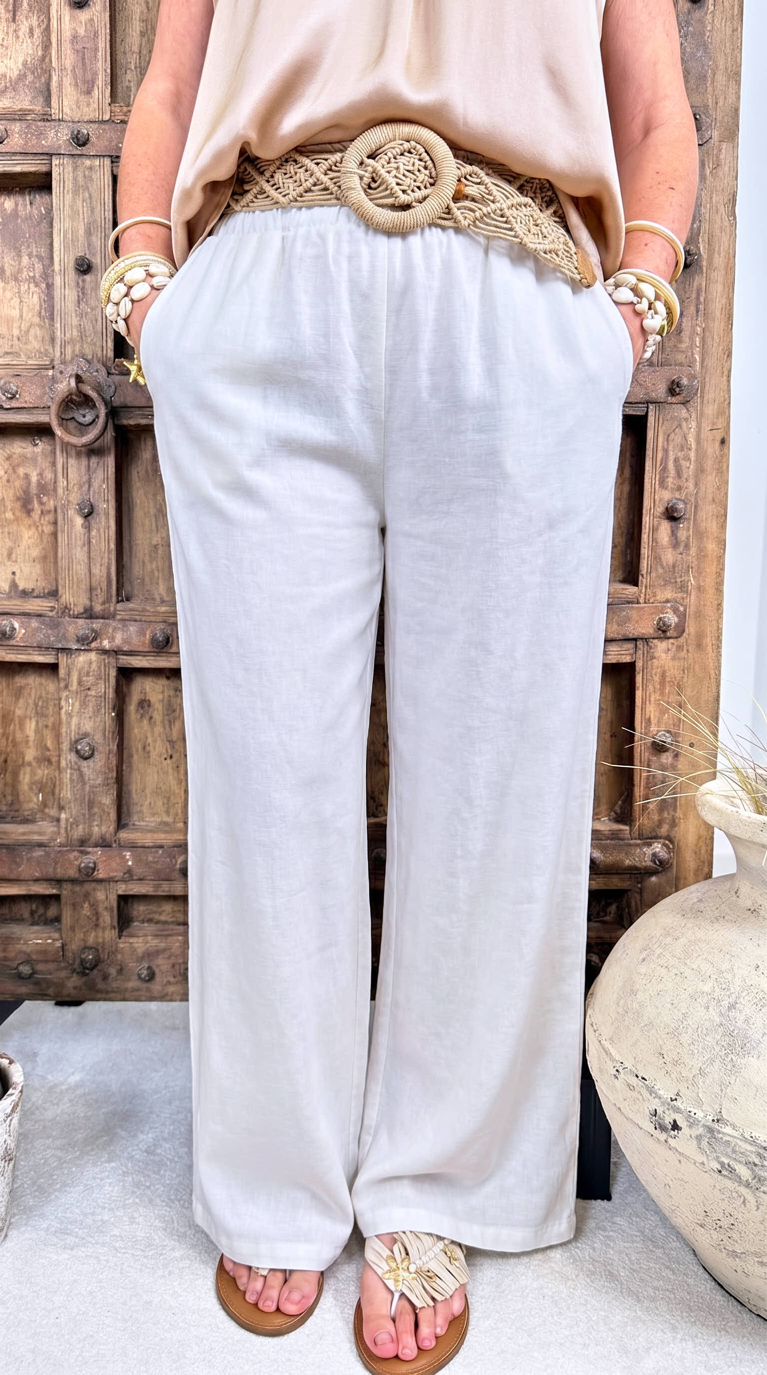 Weite Leinen-Hose Spirit Ease *Weiß*