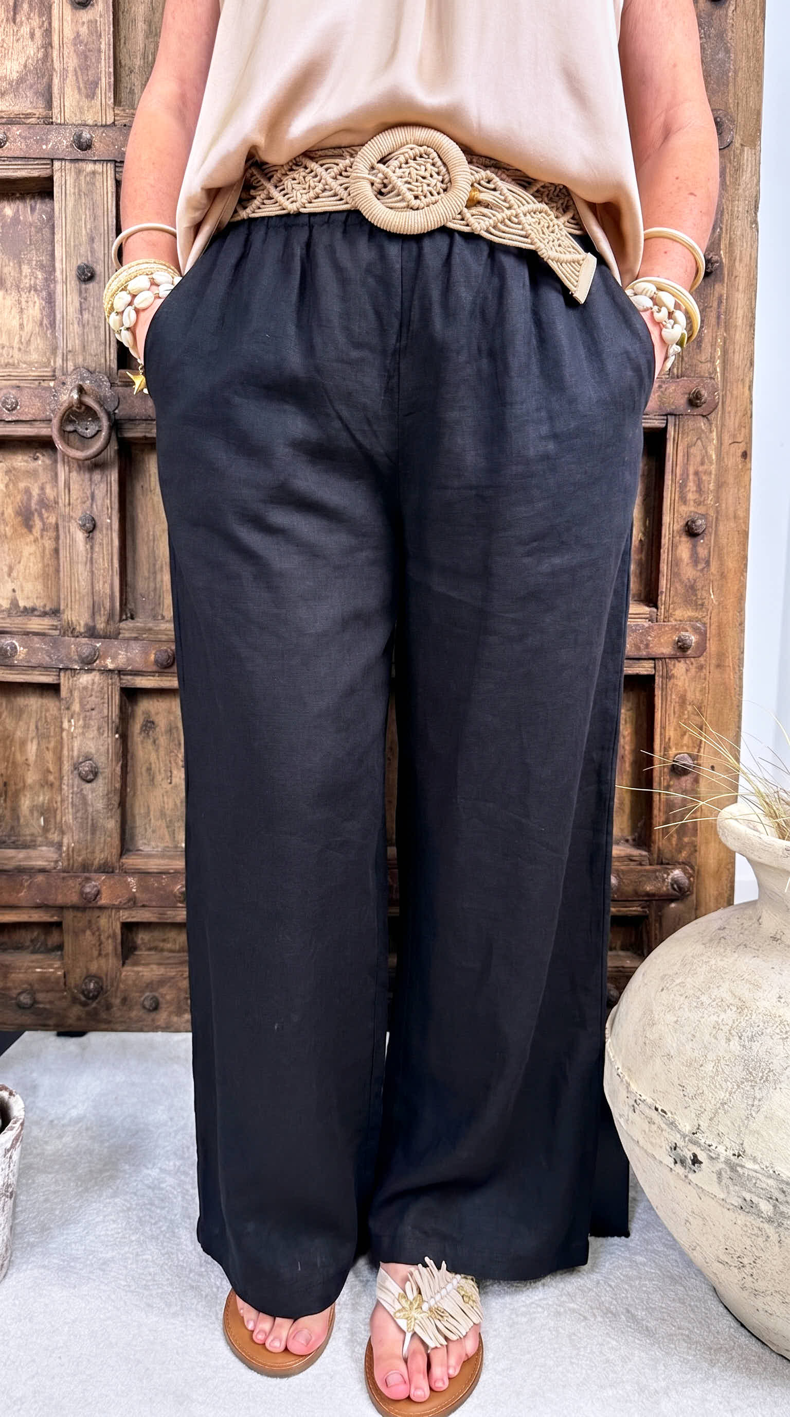 Weite Leinen-Hose Spirit Ease *Schwarz*