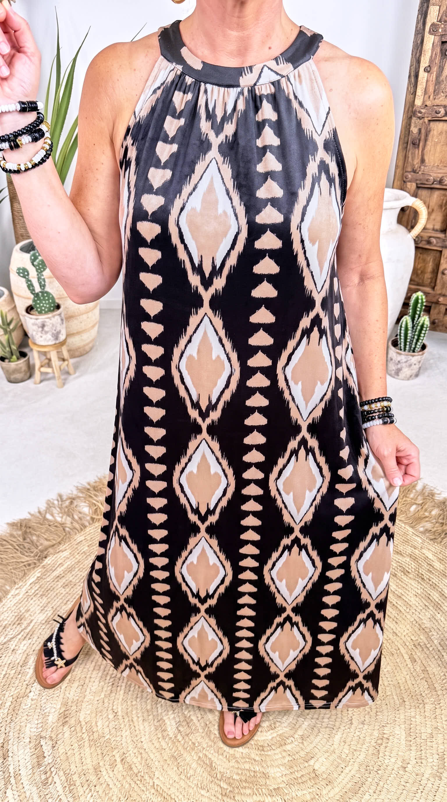 Langes Kleid Moon Essence *Schwarz/Beige*