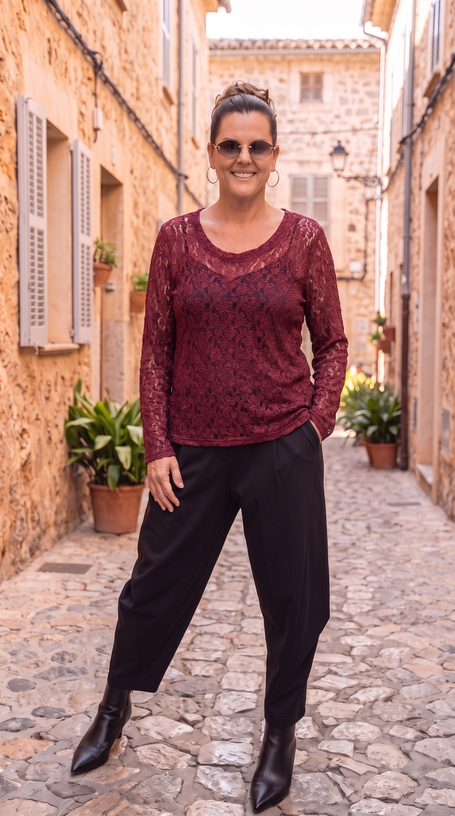 Spitzenshirt Moonlace *Bordeaux*