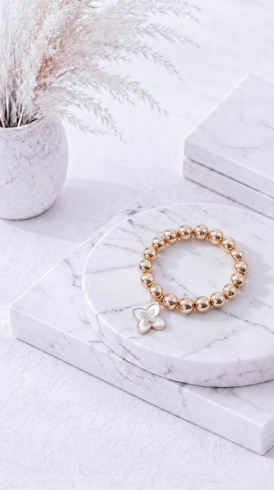 Perlenarmband Perlmutt Flower *Gold*