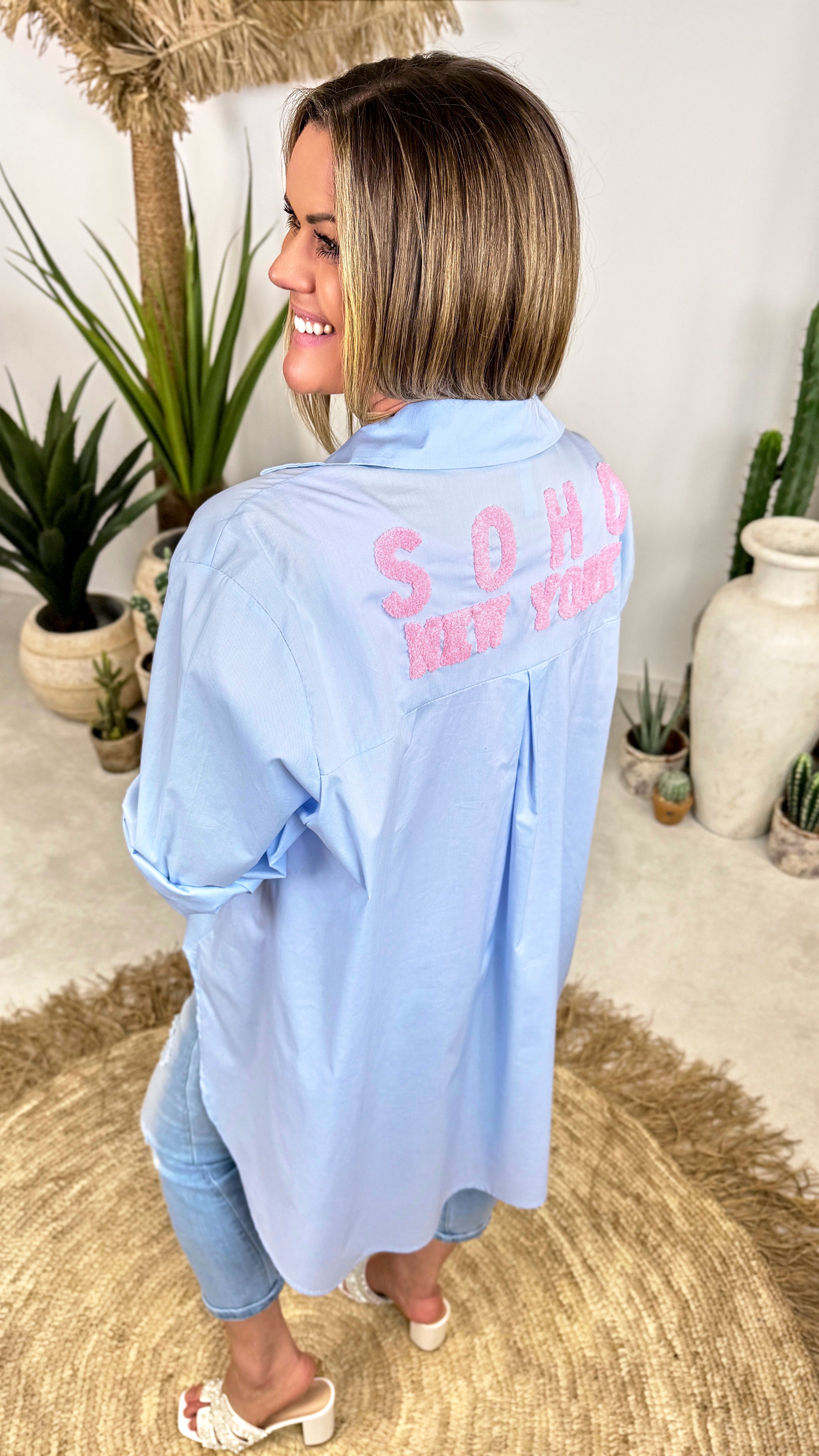 Bluse Backside Message *Blau*