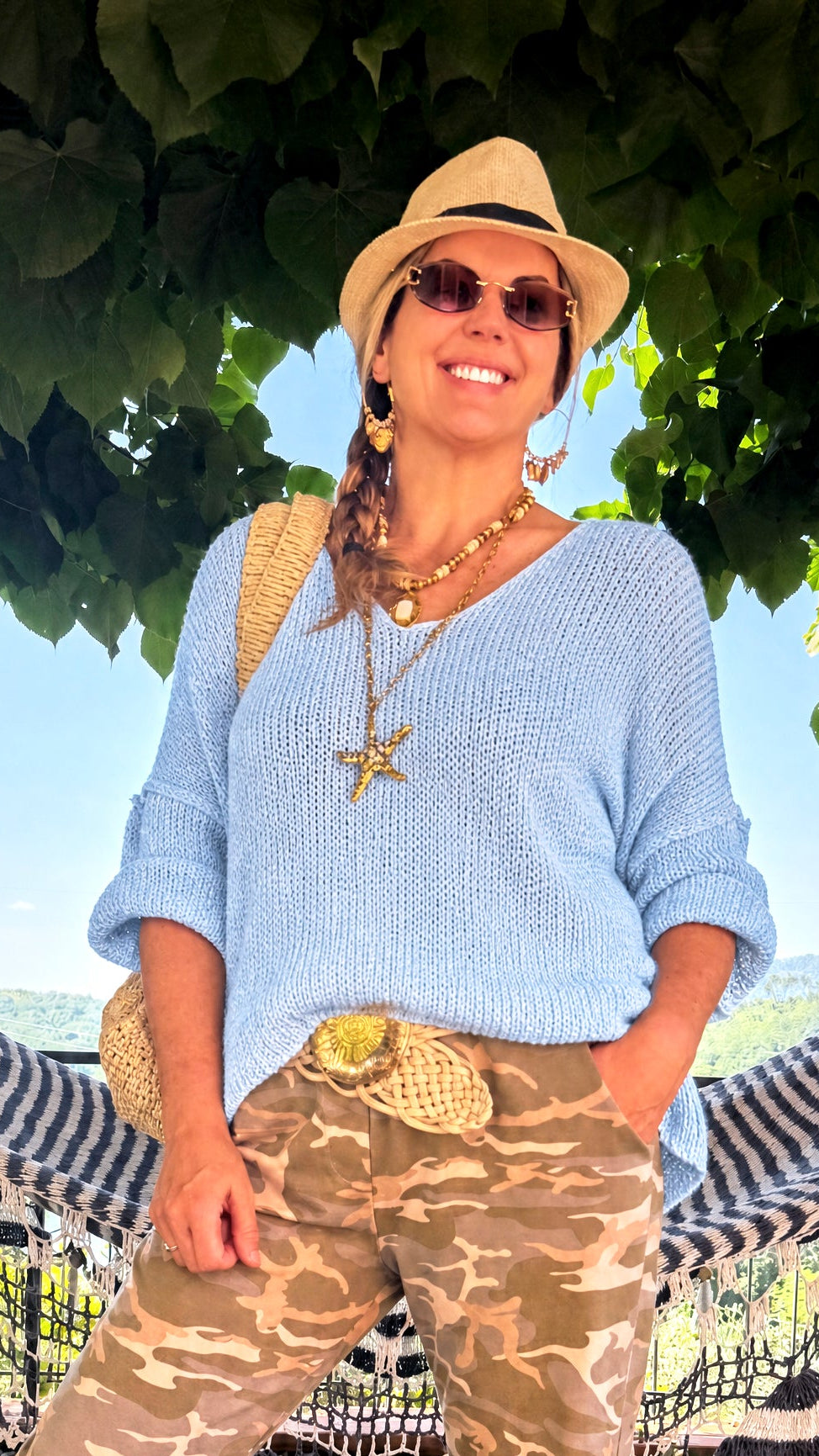 Strickpullover Aurora Mesh *Blau*