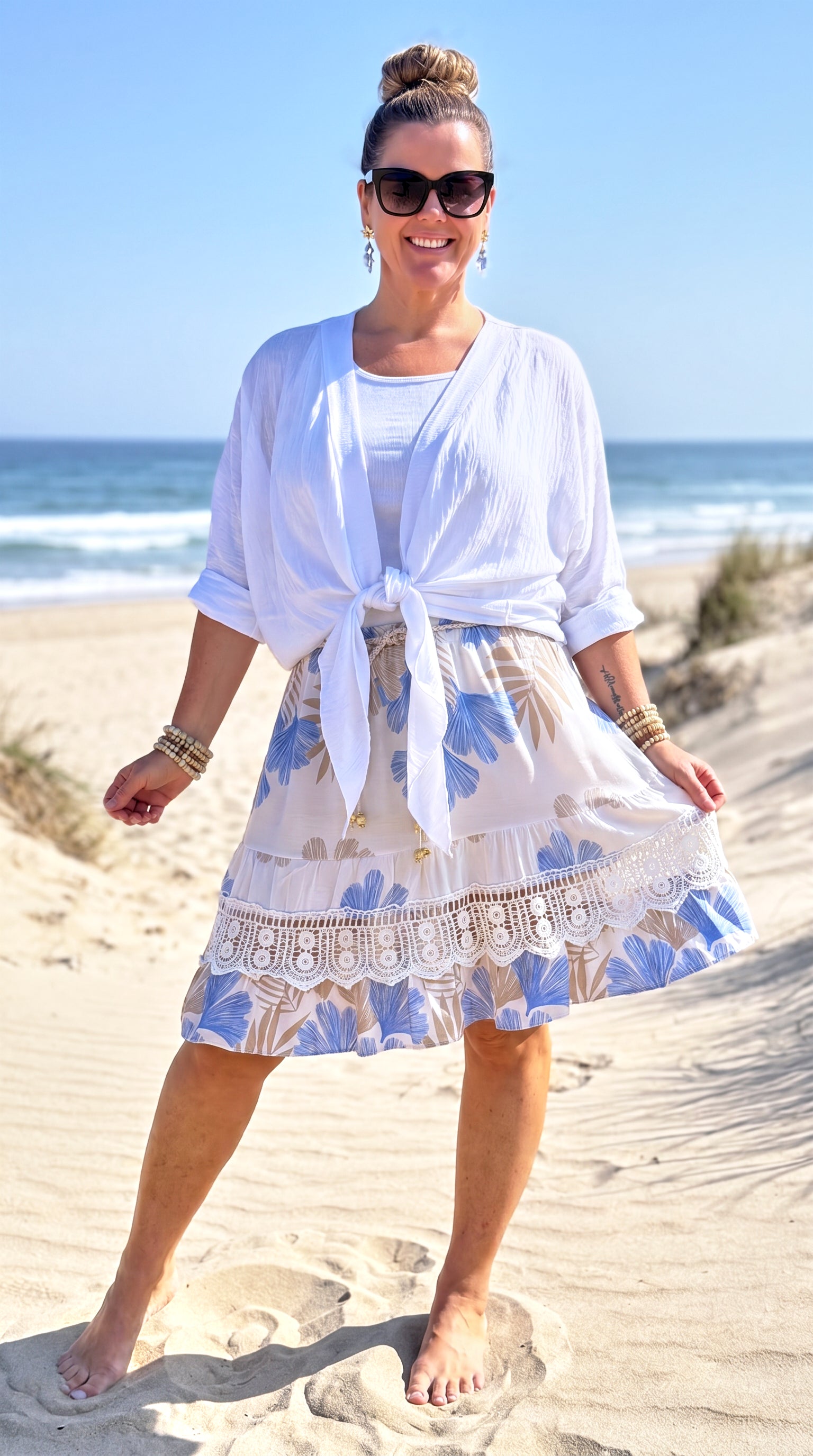 Leichter Cardigan Minimal Boho *Weiß*