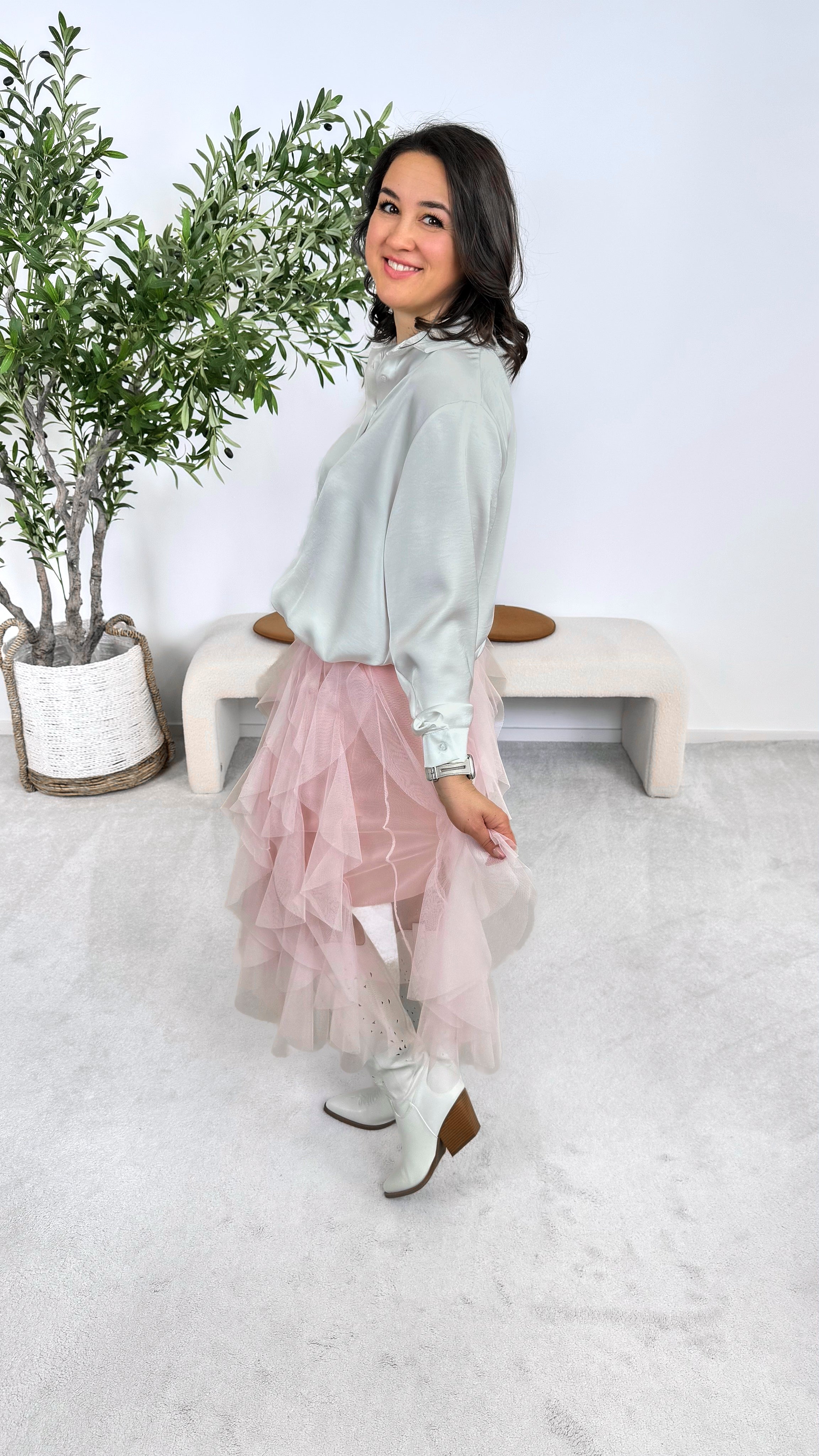 Bluse Glossy Glow *Weiß*