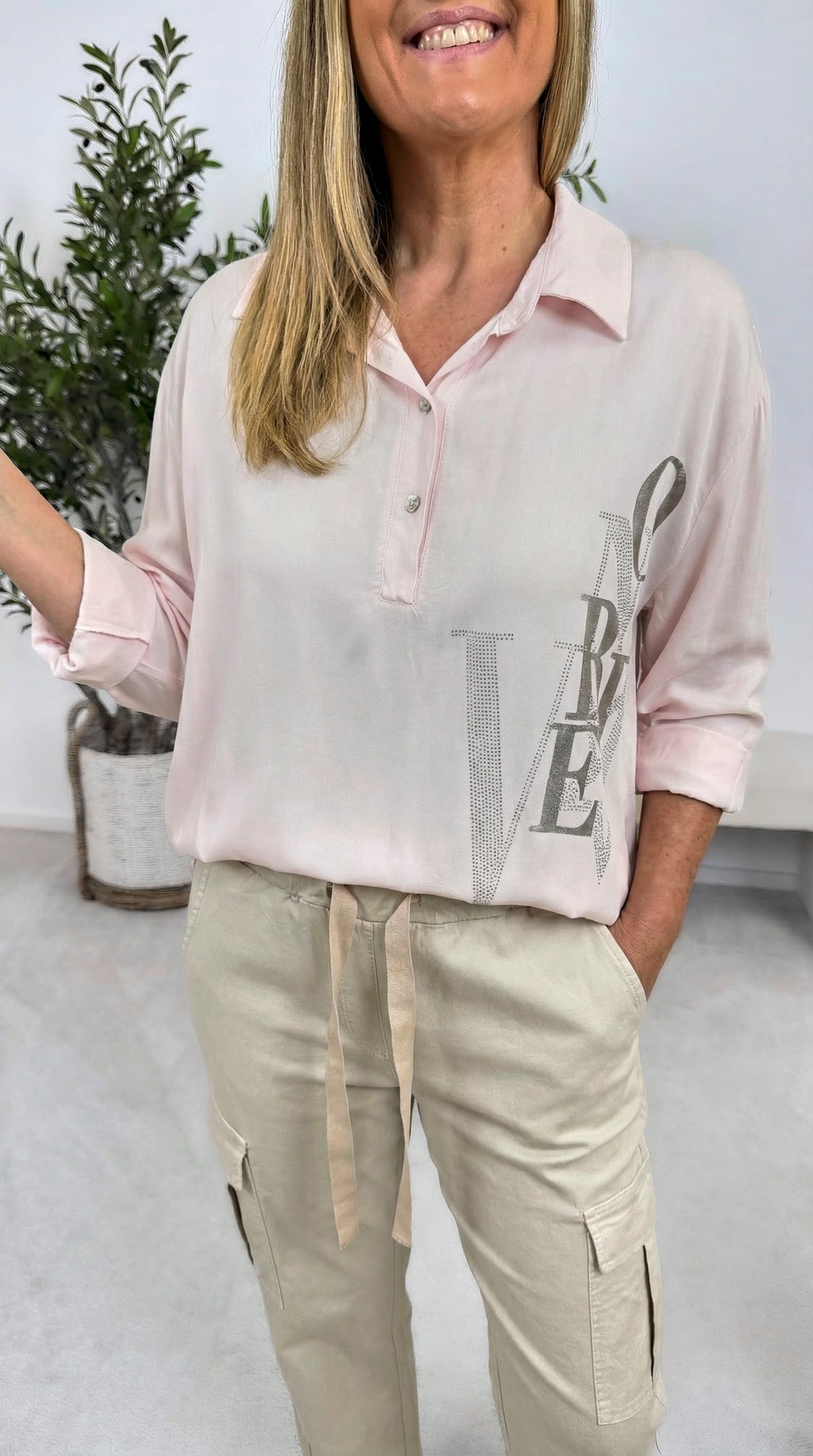 Blusenshirt Shine Message *Rosa*