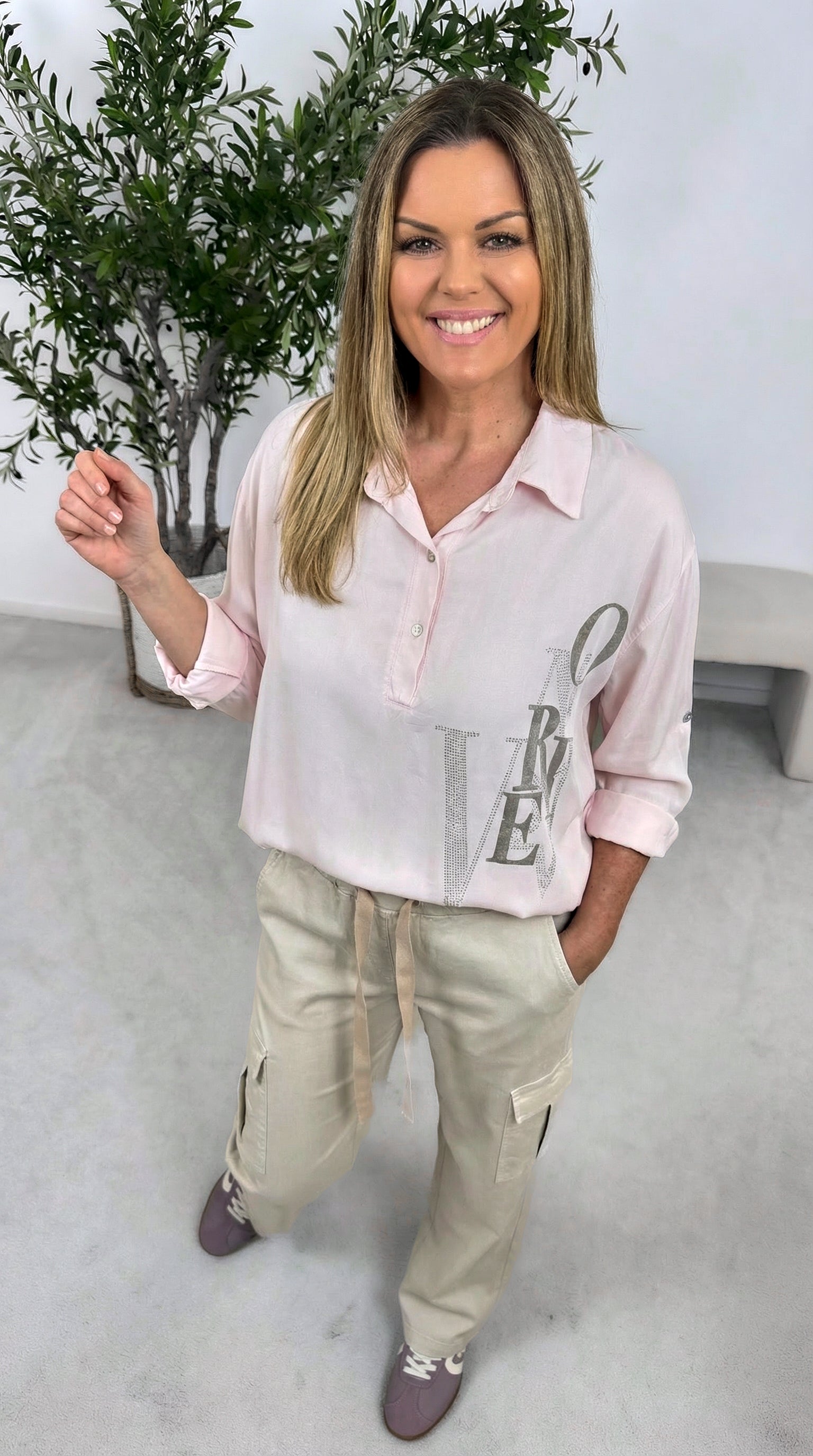 Blusenshirt Shine Message *Rosa*