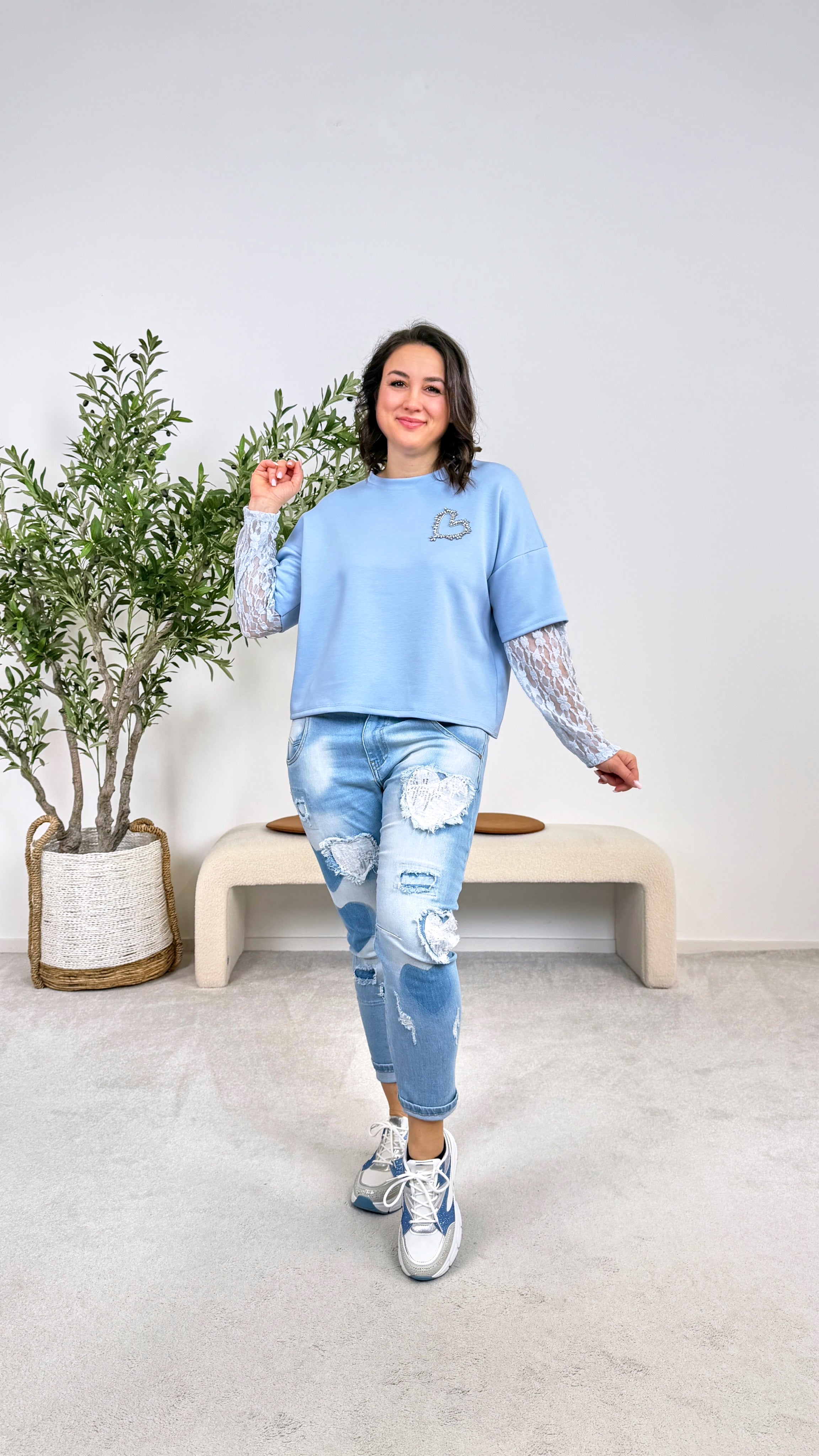 Sweatshirt Satin Heart *Blau*