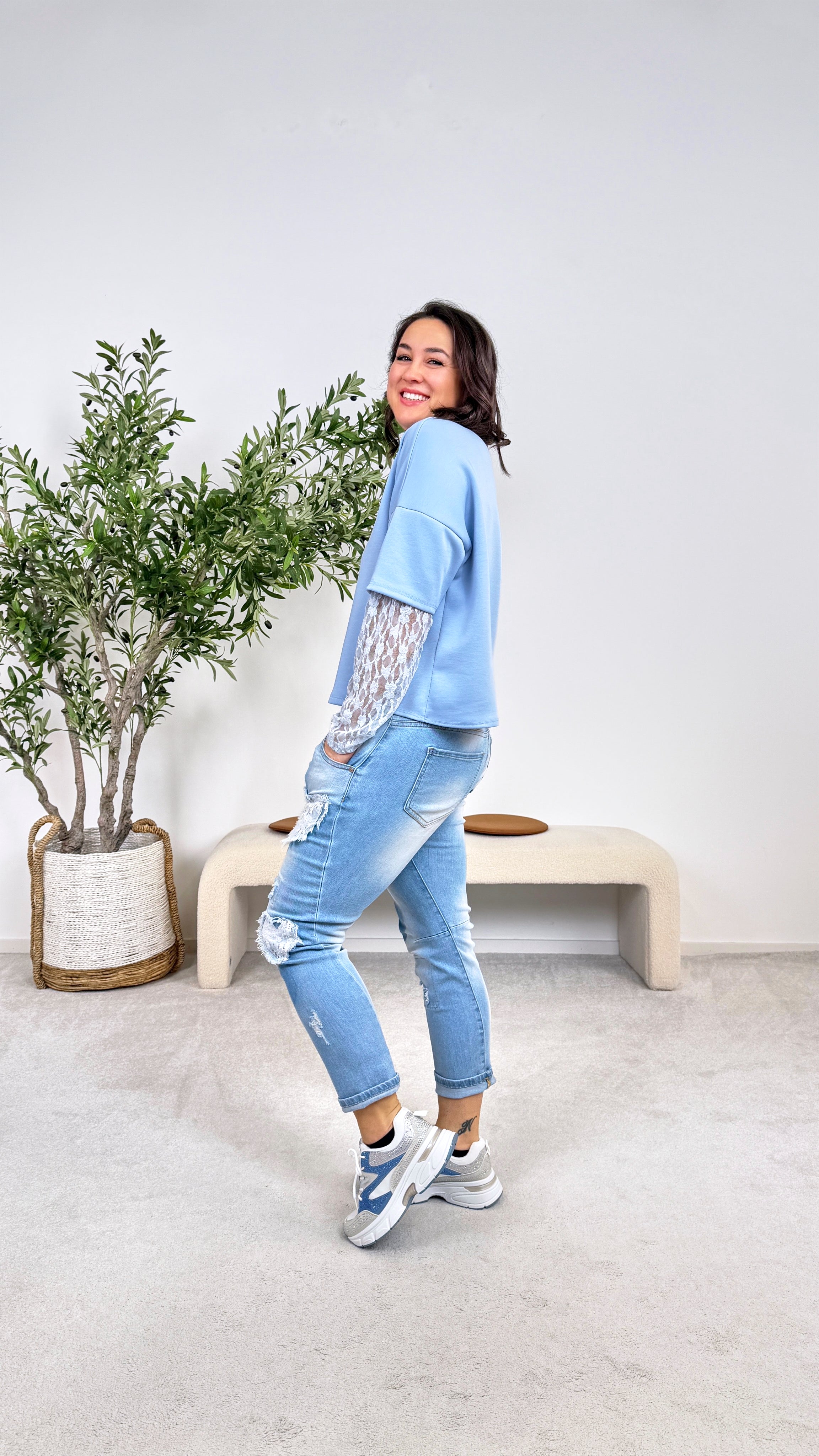 Sweatshirt Satin Heart *Blau*